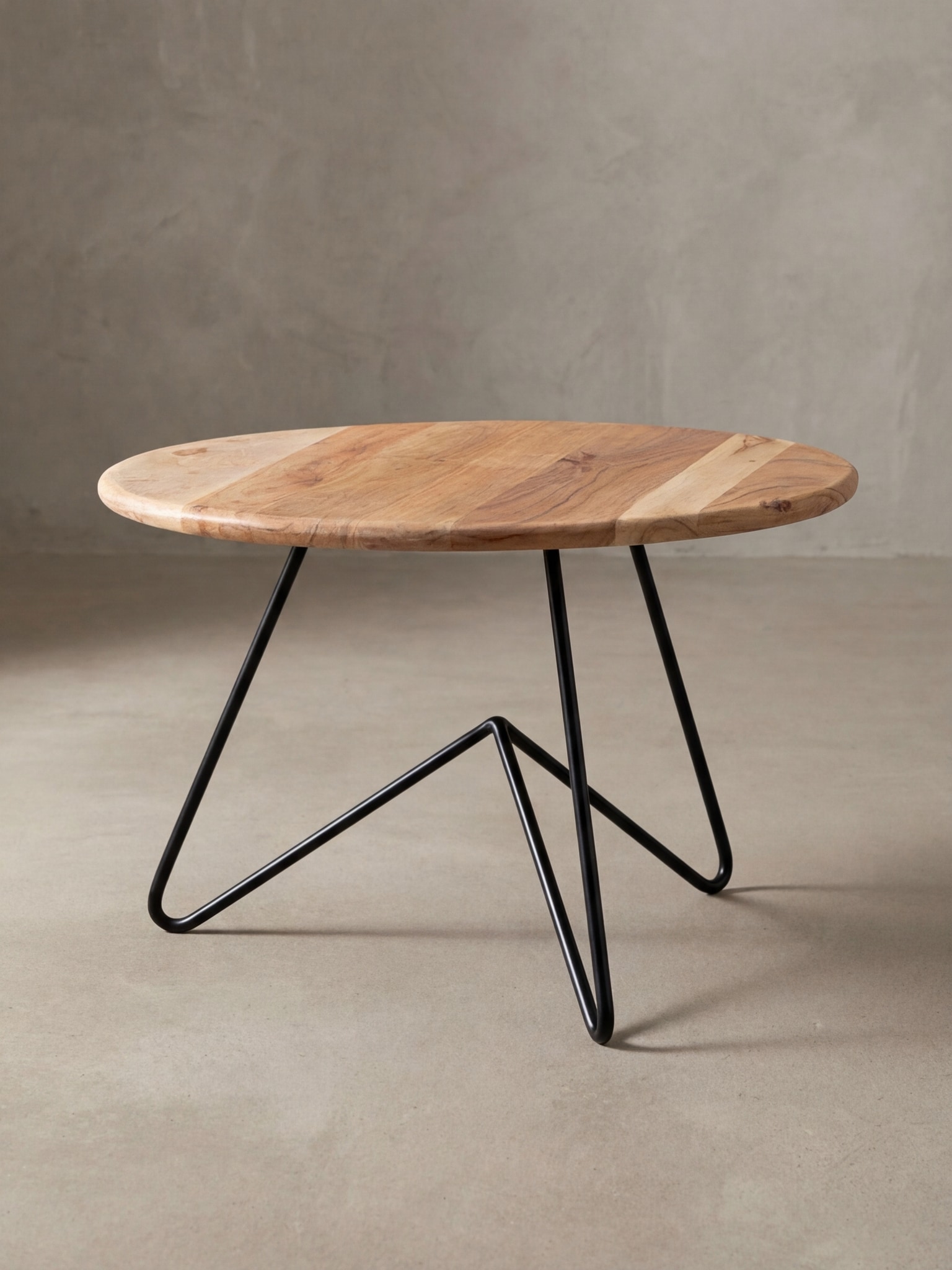 Couchtisch rund aus Akazien-Massivholz, 60x39.5x60 cm, Naturfarben - Bild 1
