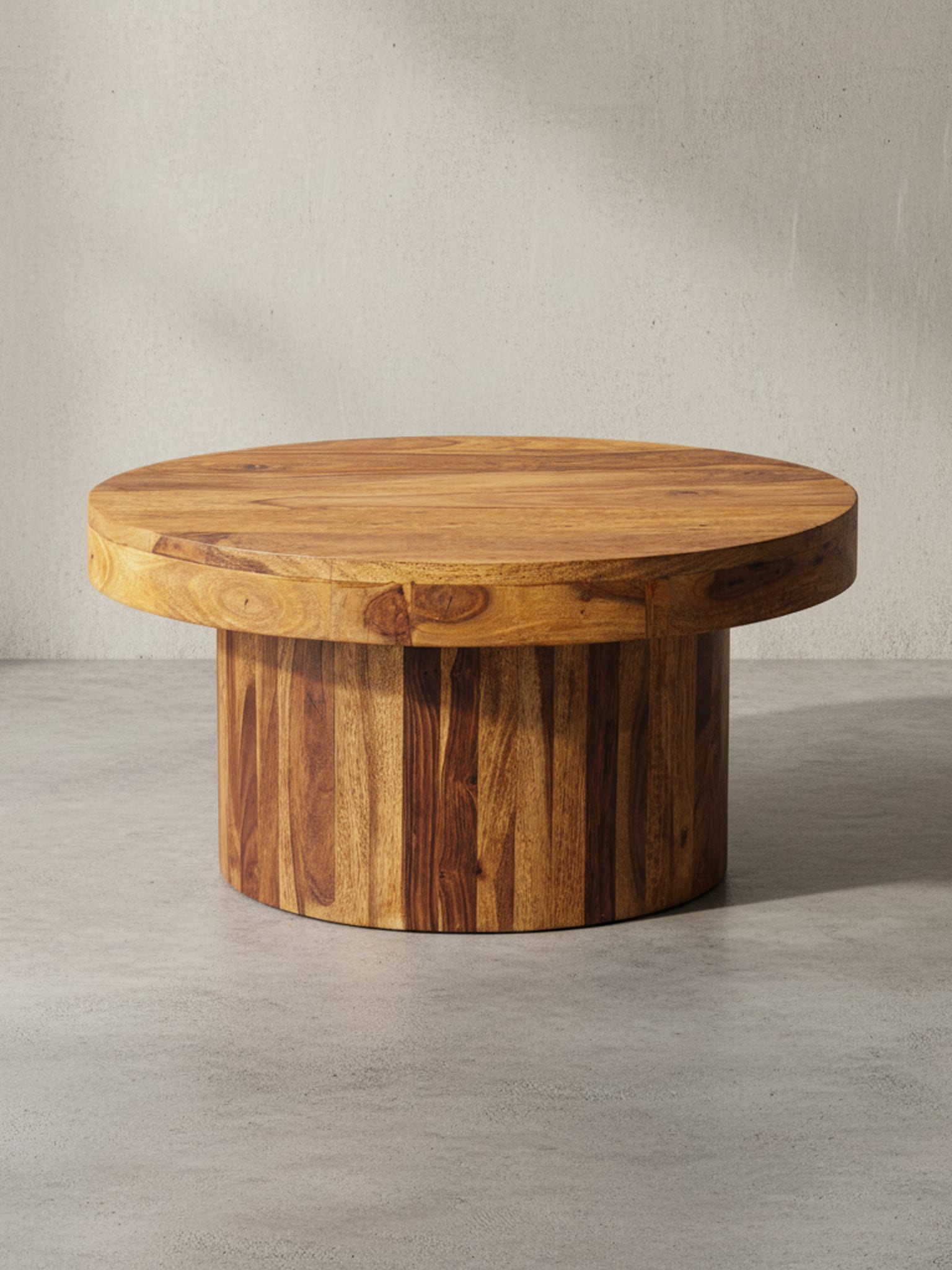 Couchtisch rund aus Massivholz in Braun, 60x30x60 cm - Bild 1
