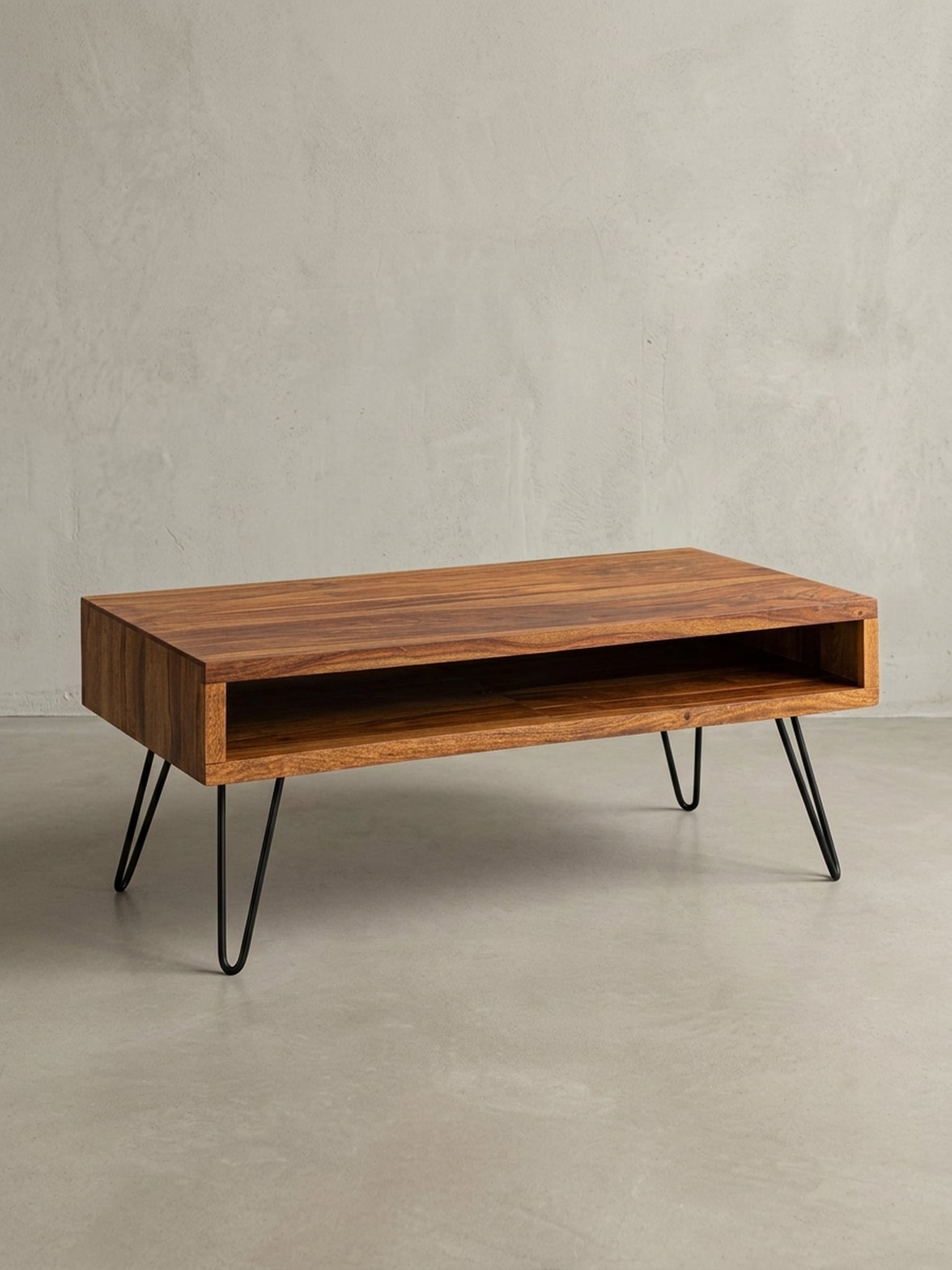 Couchtisch Sheesham Massivholz/Metall Rechteckig 100x40x50 cm - Bild 1