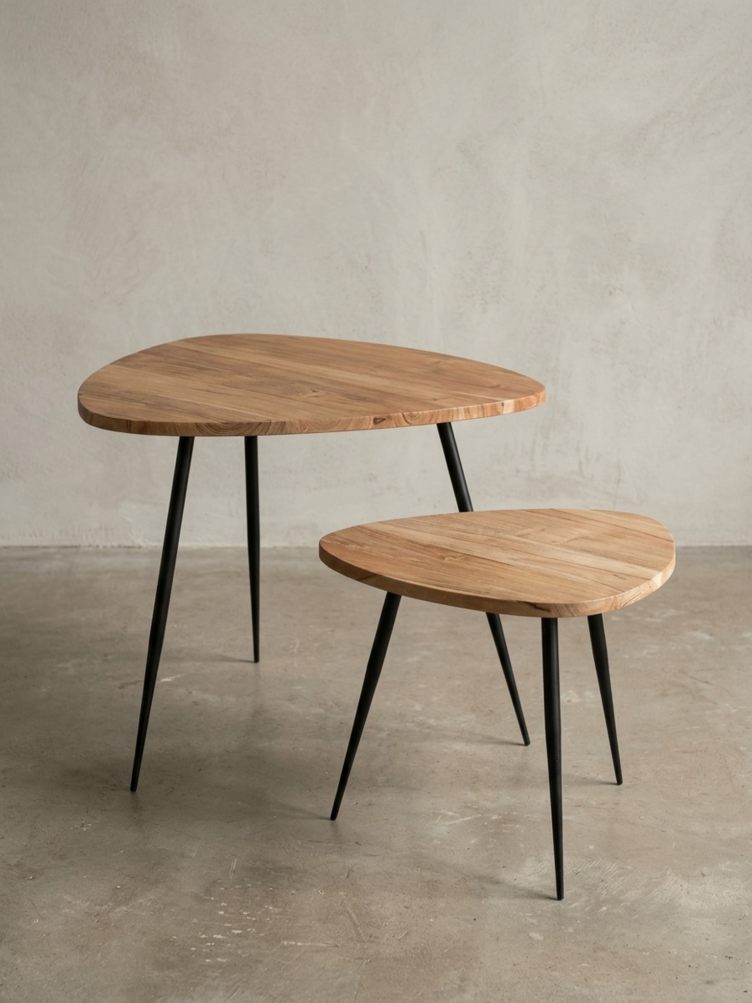 Beistelltisch Set &ndash; 2-teilig Akazie Massivholz Metallgestell - Bild 1