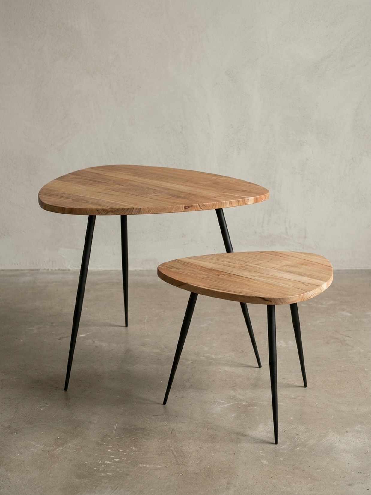 Beistelltisch Set – 2-teilig Akazie Massivholz Metallgestell