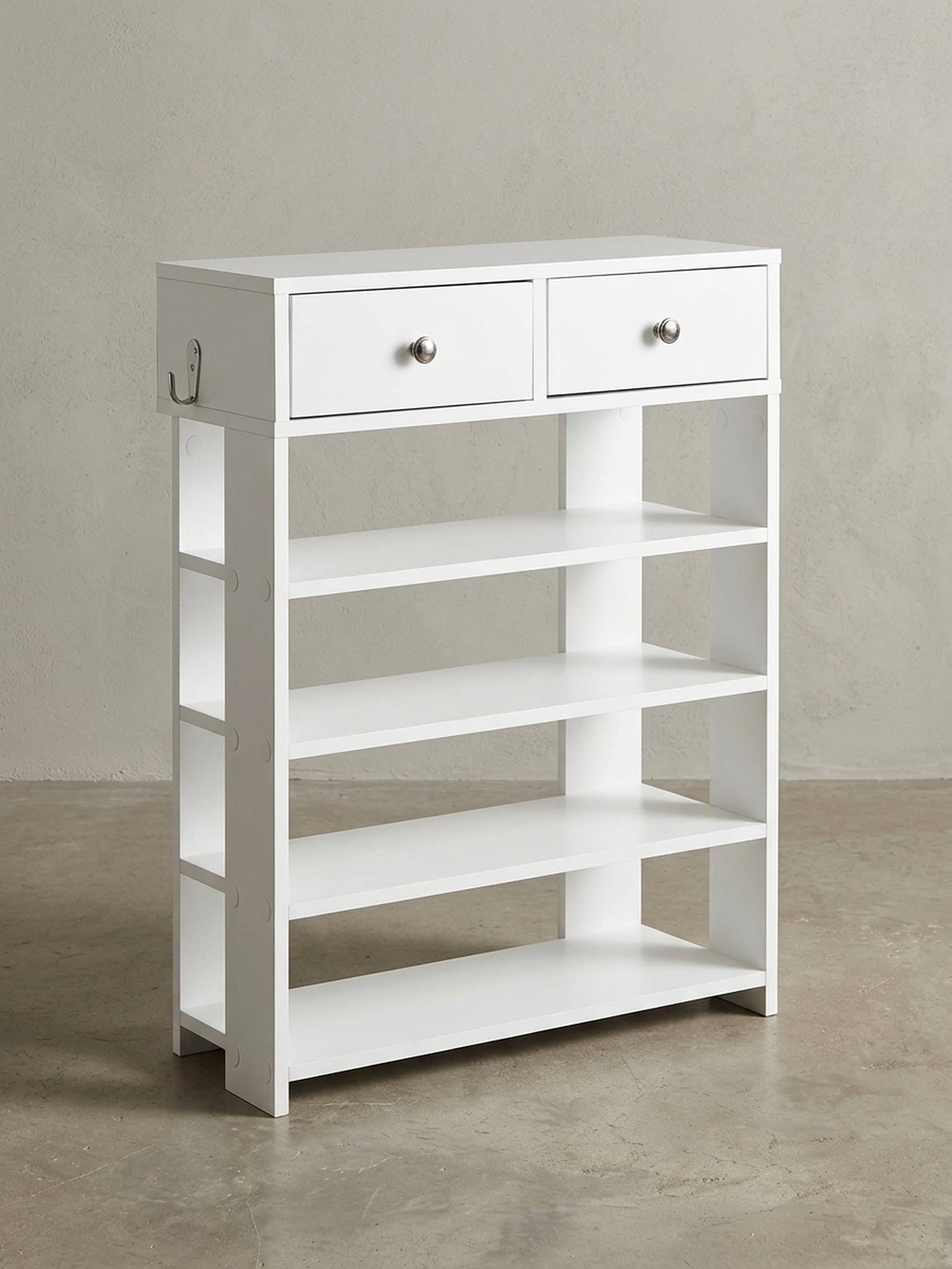 Schuhregal &ndash; Wei&szlig;, 60x79x24 cm, 4 F&auml;cher, 2 Schubladen, Flurregal - Bild 1