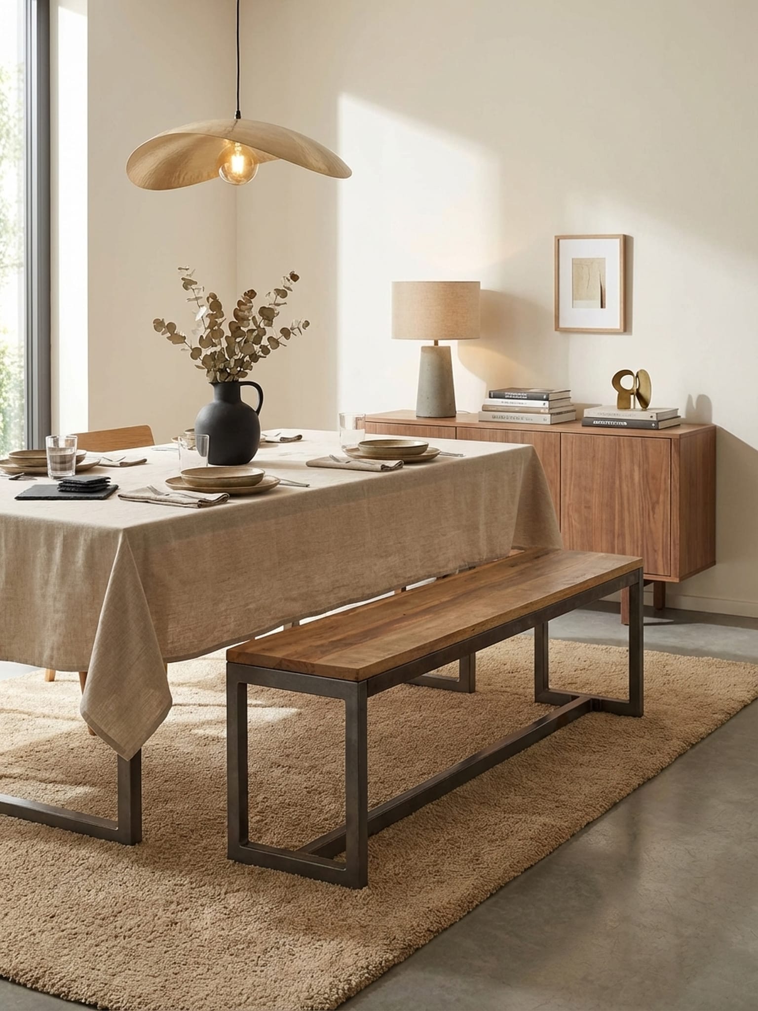 Sitzbank &ndash; Mango/Massivholz/Metall, 120x46x45 cm, ohne Lehne - Bild 1