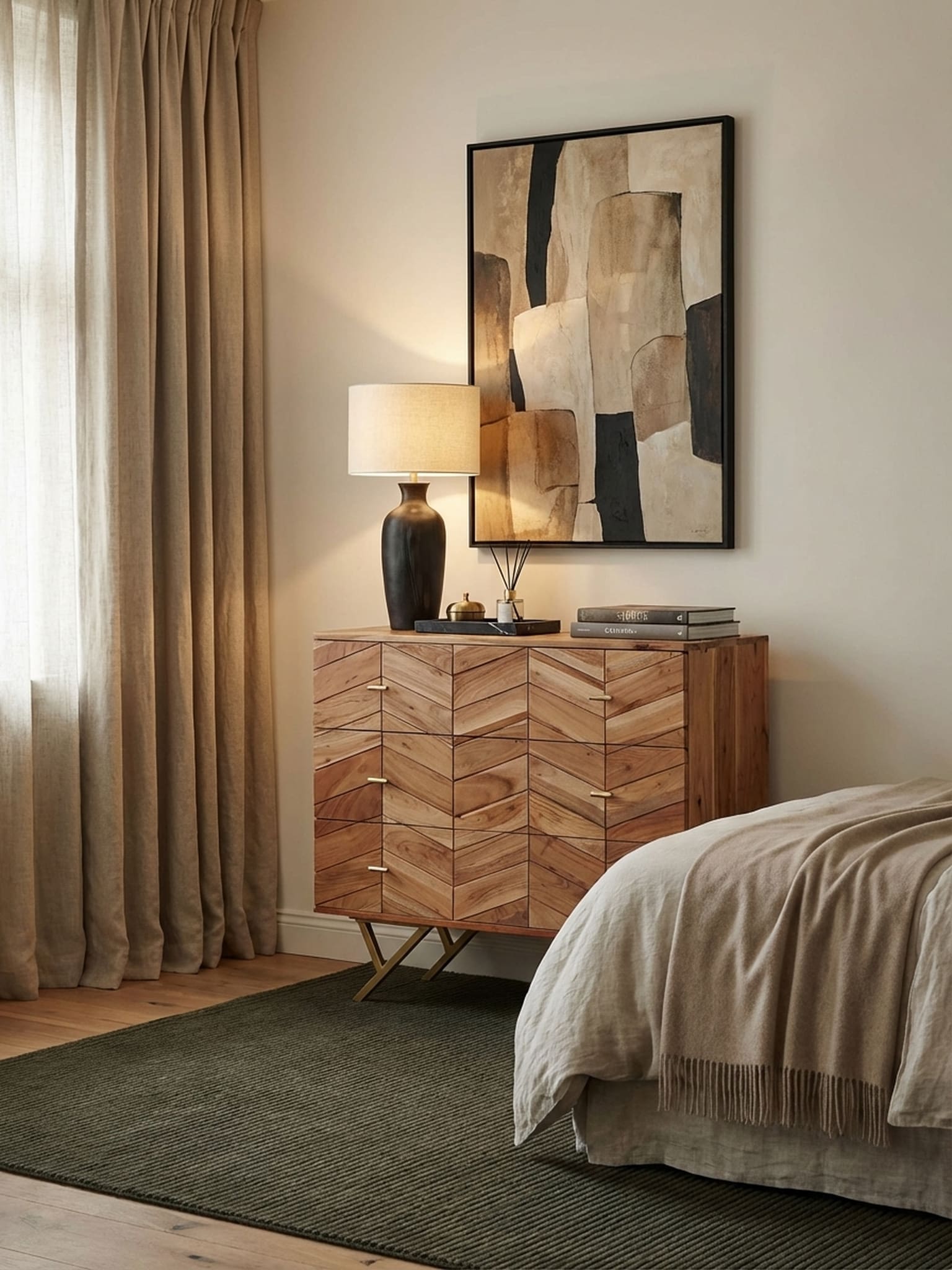 Sideboard &ndash; Akazie Massivholz/Metall, 90x86,5x40&nbsp;cm, 3 Schubladen - Bild 1