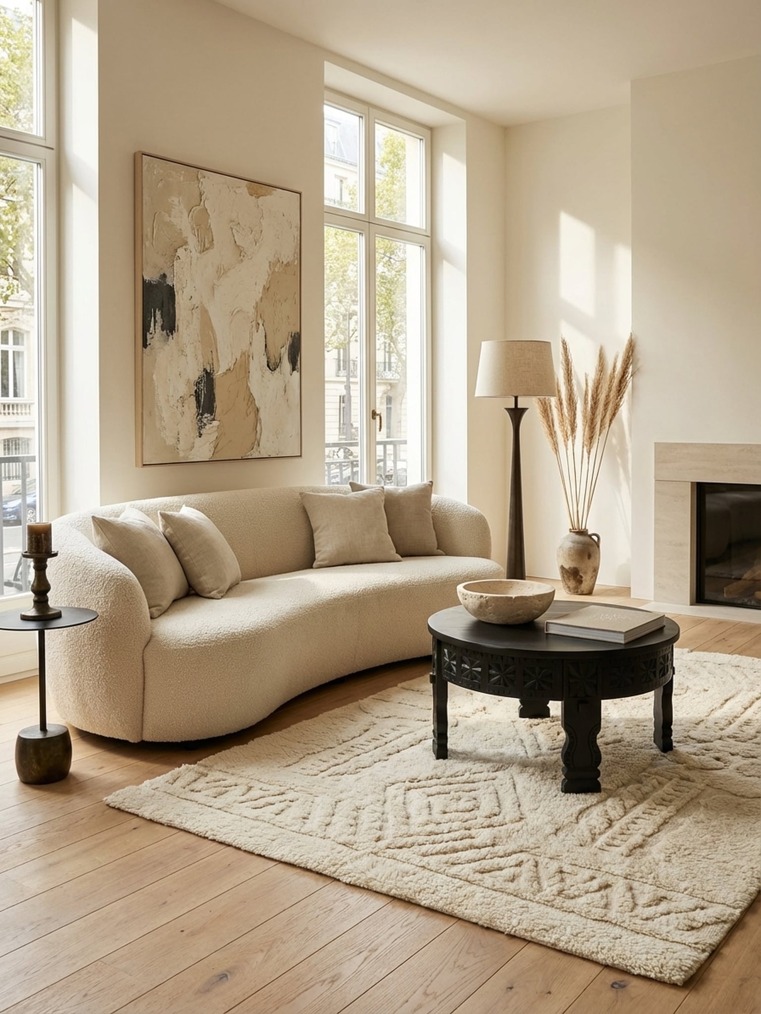 Couchtisch Schwarz Mango Massivholz Rund 60x36x60 cm Orientalisch - Bild 1