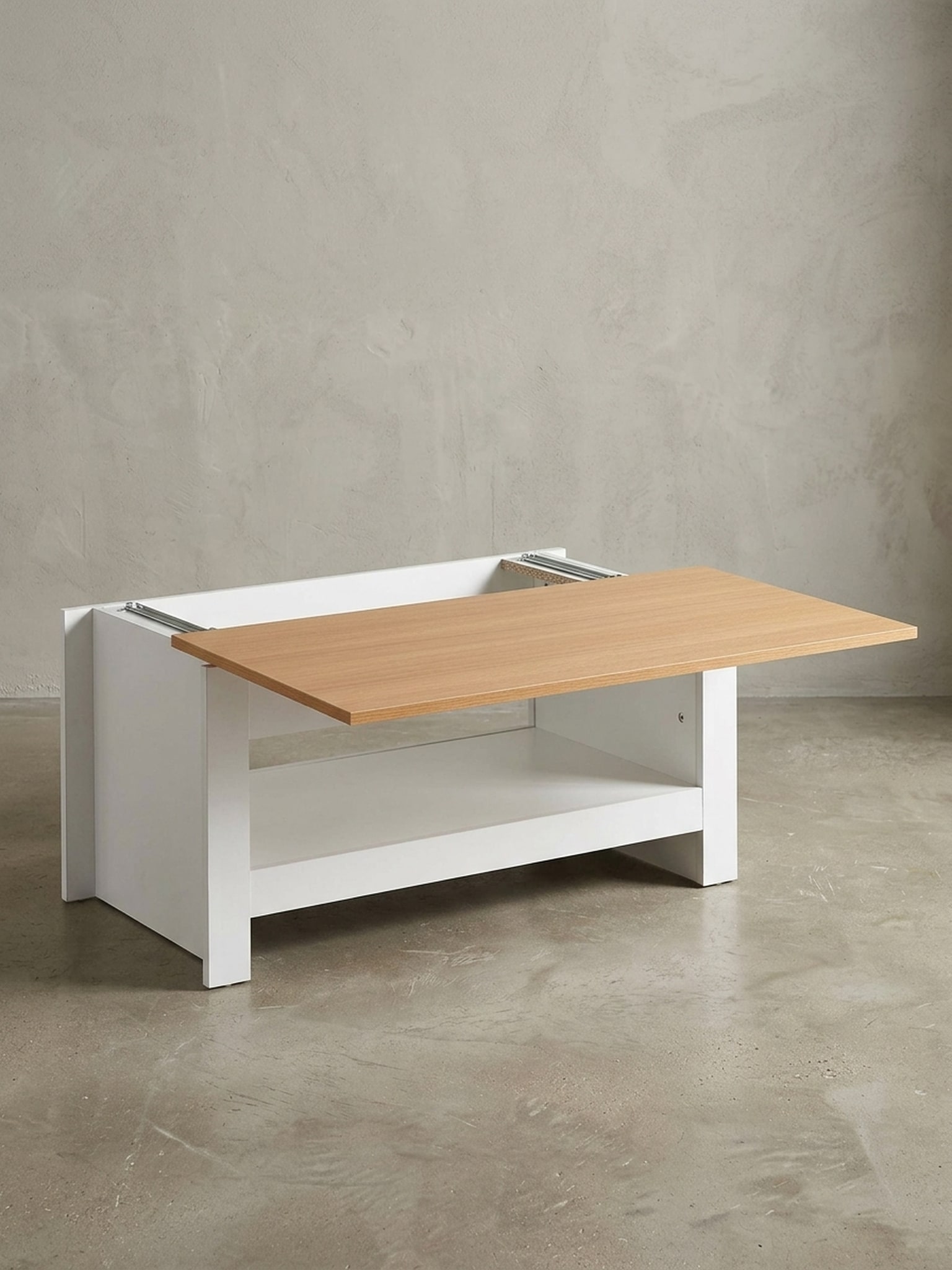 Couchtisch Weiß Eiche, Eckig mit Stauraum und Ablagefach, 85x47x45 cm online kaufen bei Netto