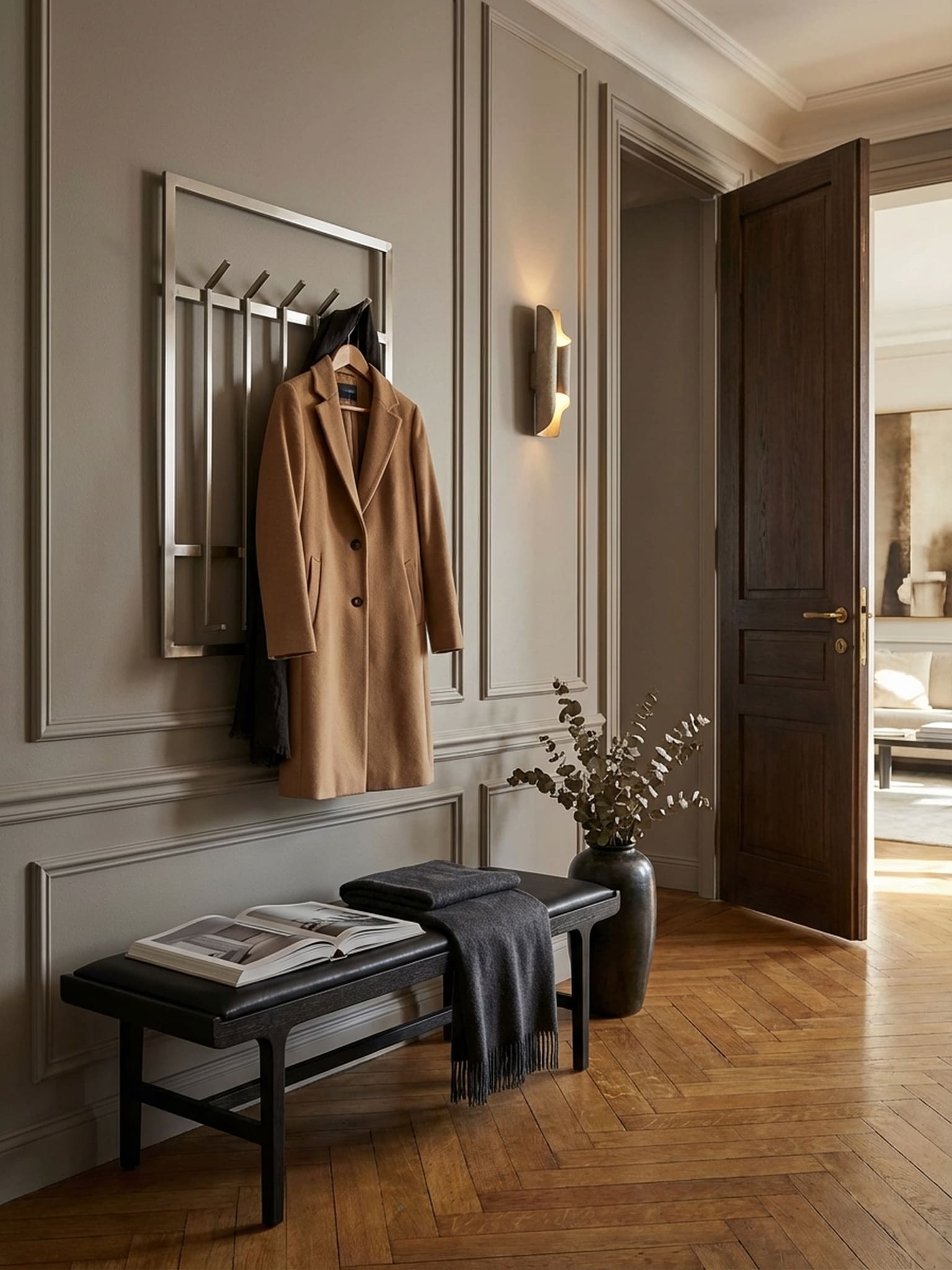 Wandgarderobe Metall Silber Modern 60x100x7,5 cm Hakenleiste Wandpaneel - Bild 1