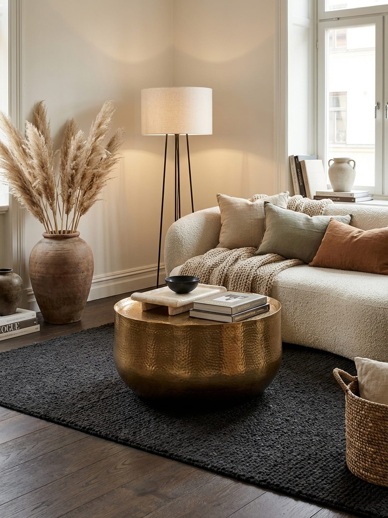 Couchtisch Aluminium mit Hammerschlag-Muster, orientalischer Stil, rund, klein, Gold 60x60x35 cm - Bild 1