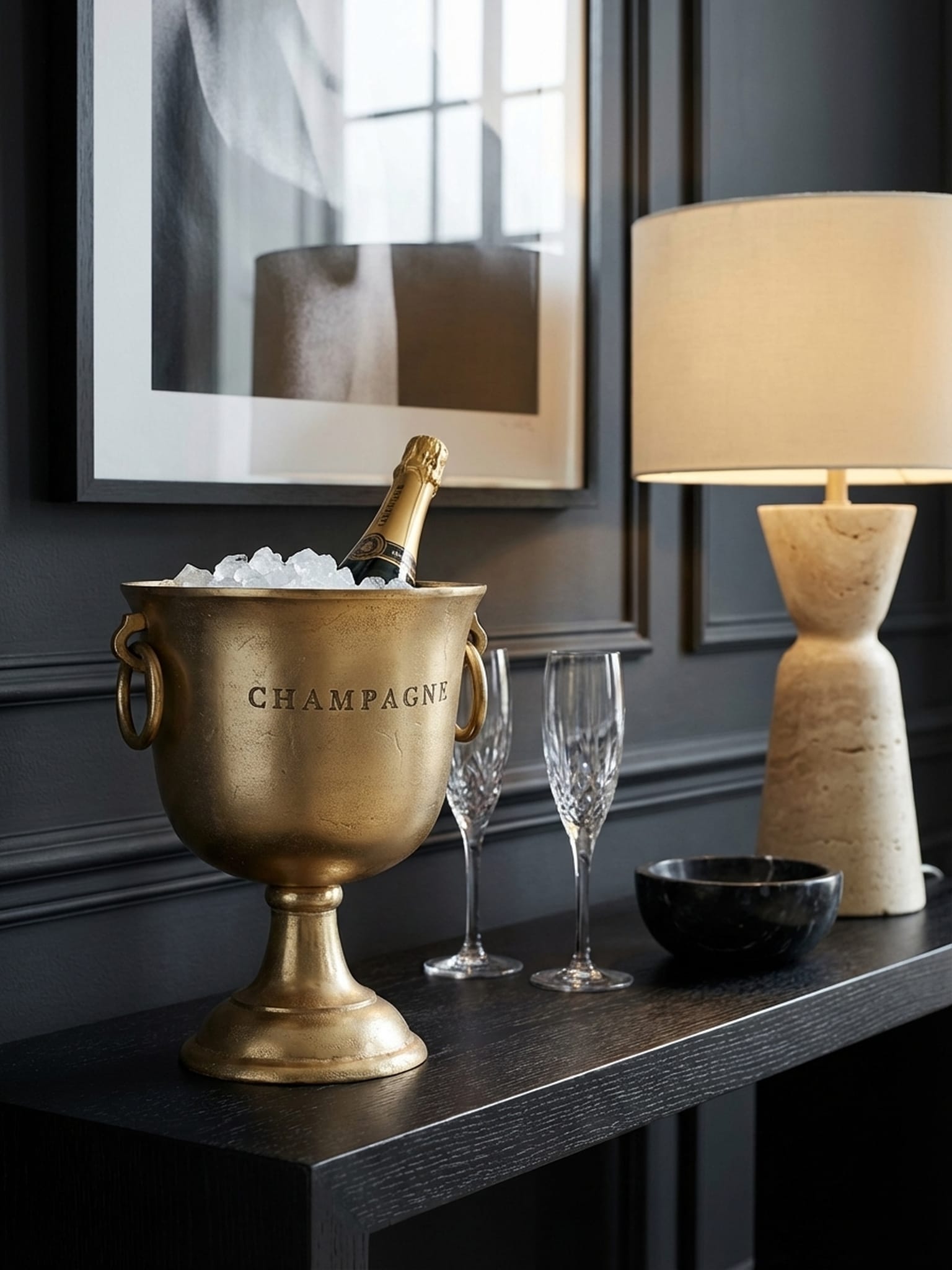 Champagnerk&uuml;hler &ndash; Gold, Aluminium massiv, 28,5x37,5x28,5&nbsp;cm, gro&szlig;, f&uuml;r Wein, Sekt, Champagner - Bild 1