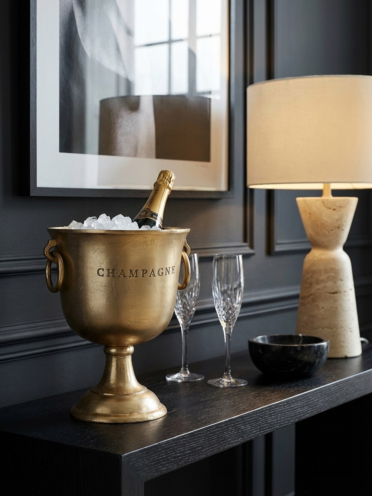 Champagnerkühler – Gold, Aluminium massiv, 28,5x37,5x28,5&nbsp;cm, groß, für Wein, Sekt, Champagner