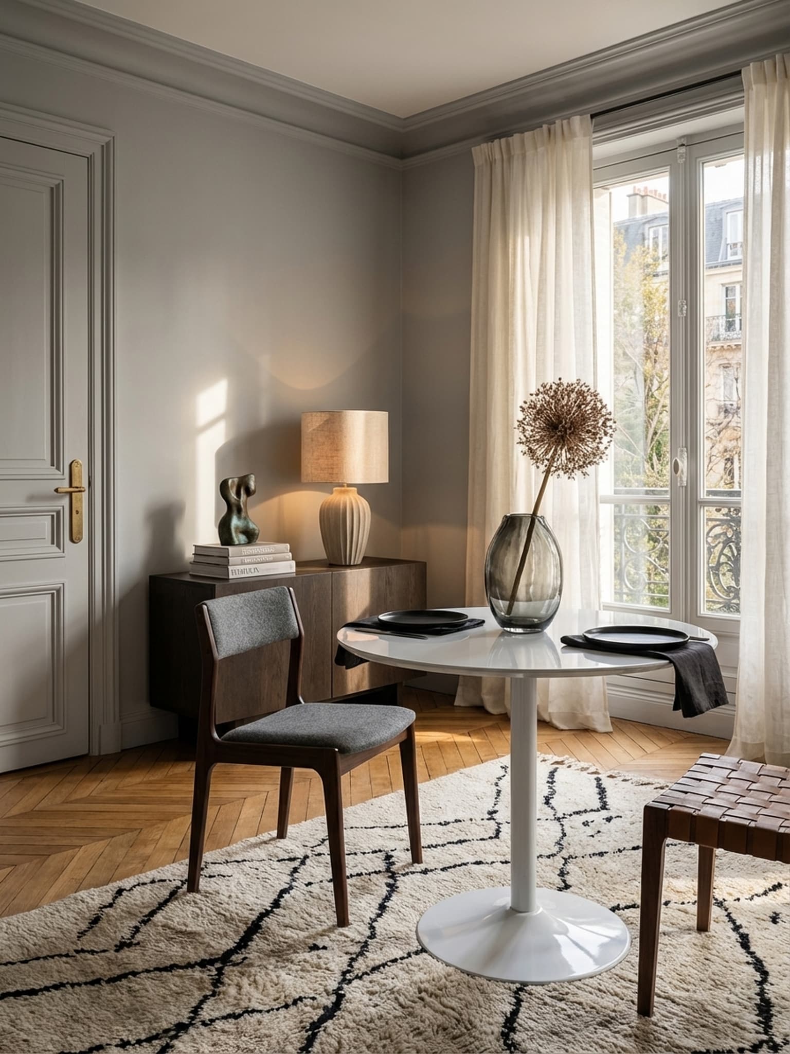 Esstisch &ndash; Rund Wei&szlig; Hochglanz 75x75x74 cm f&uuml;r 2 Personen - Bild 1