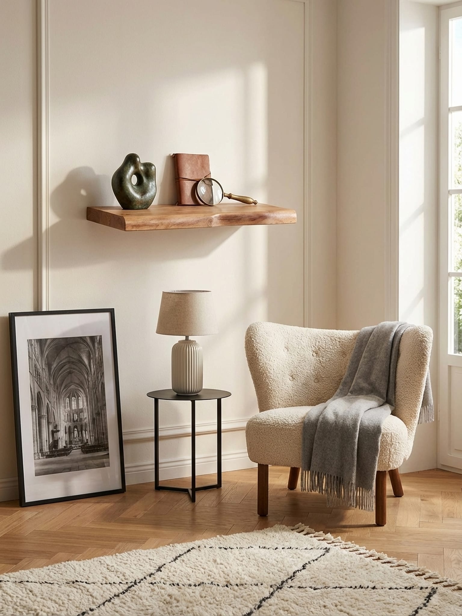 Wandregal Massivholz Baumkante Landhausstil, Akazie 40x26x4 cm - Bild 1