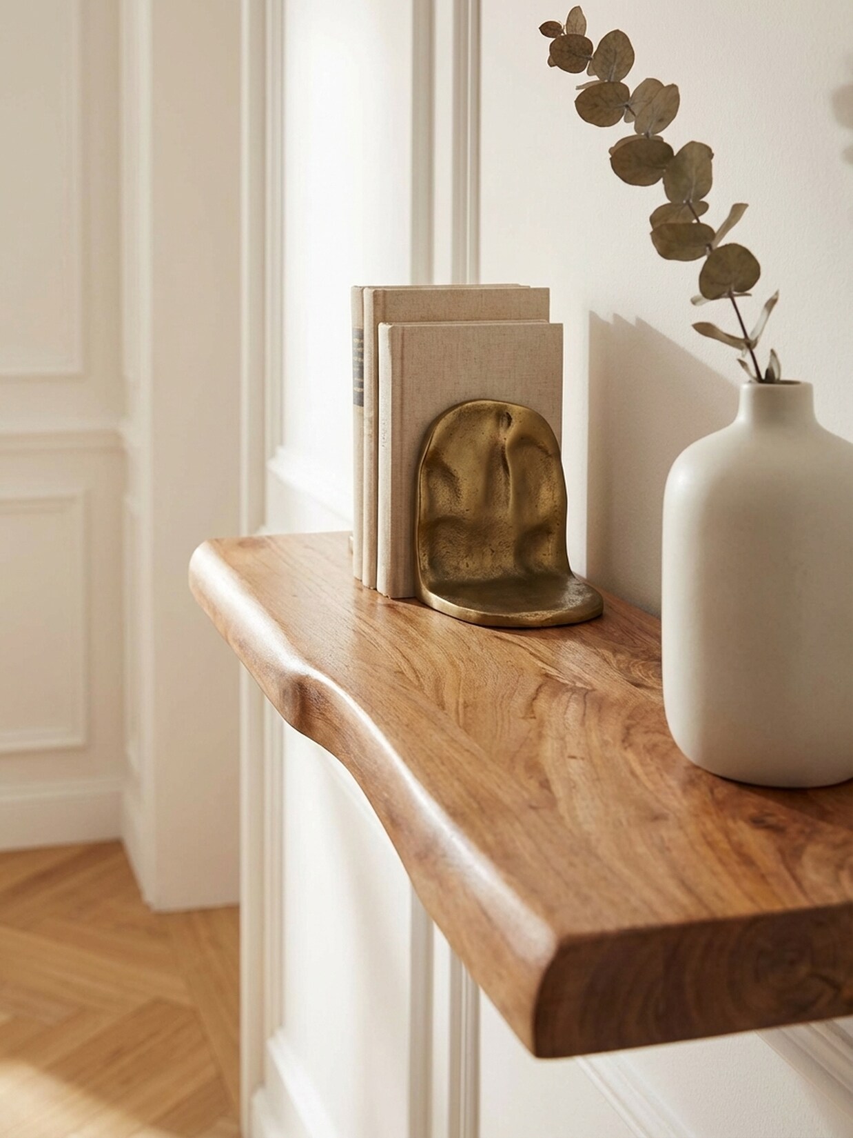 Wandregal Massivholz Baumkante Landhausstil, Akazie 60x26x4 cm