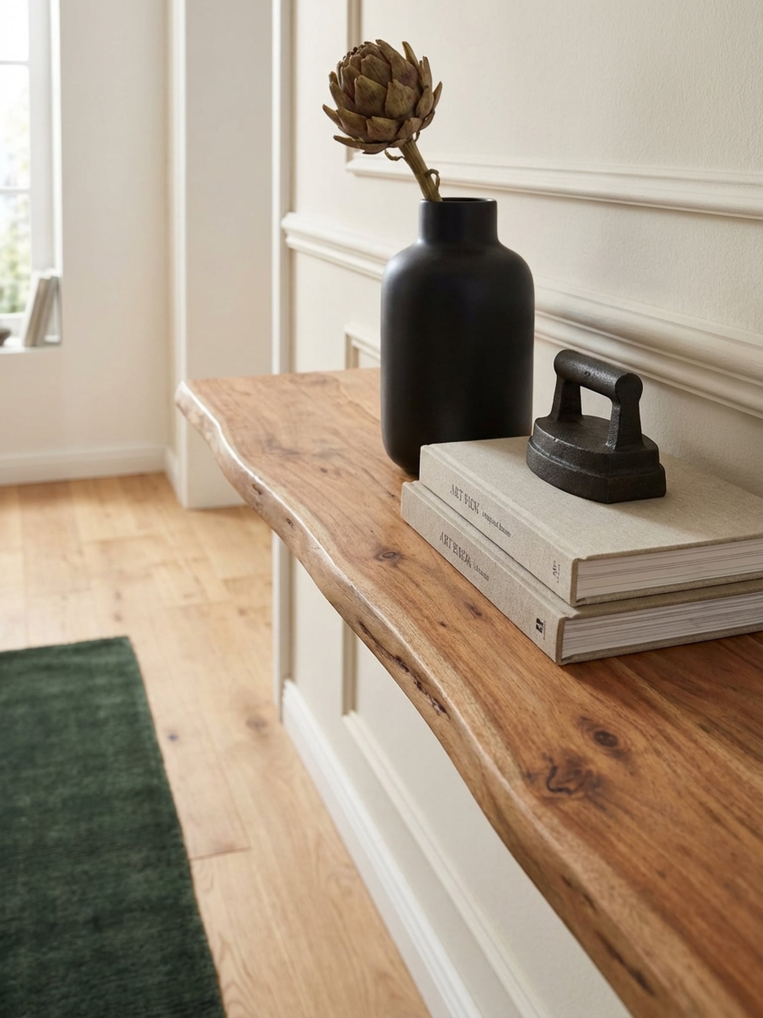 Wandregal Massivholz Baumkante Landhausstil, Akazie 160x26x4 cm - Bild 1