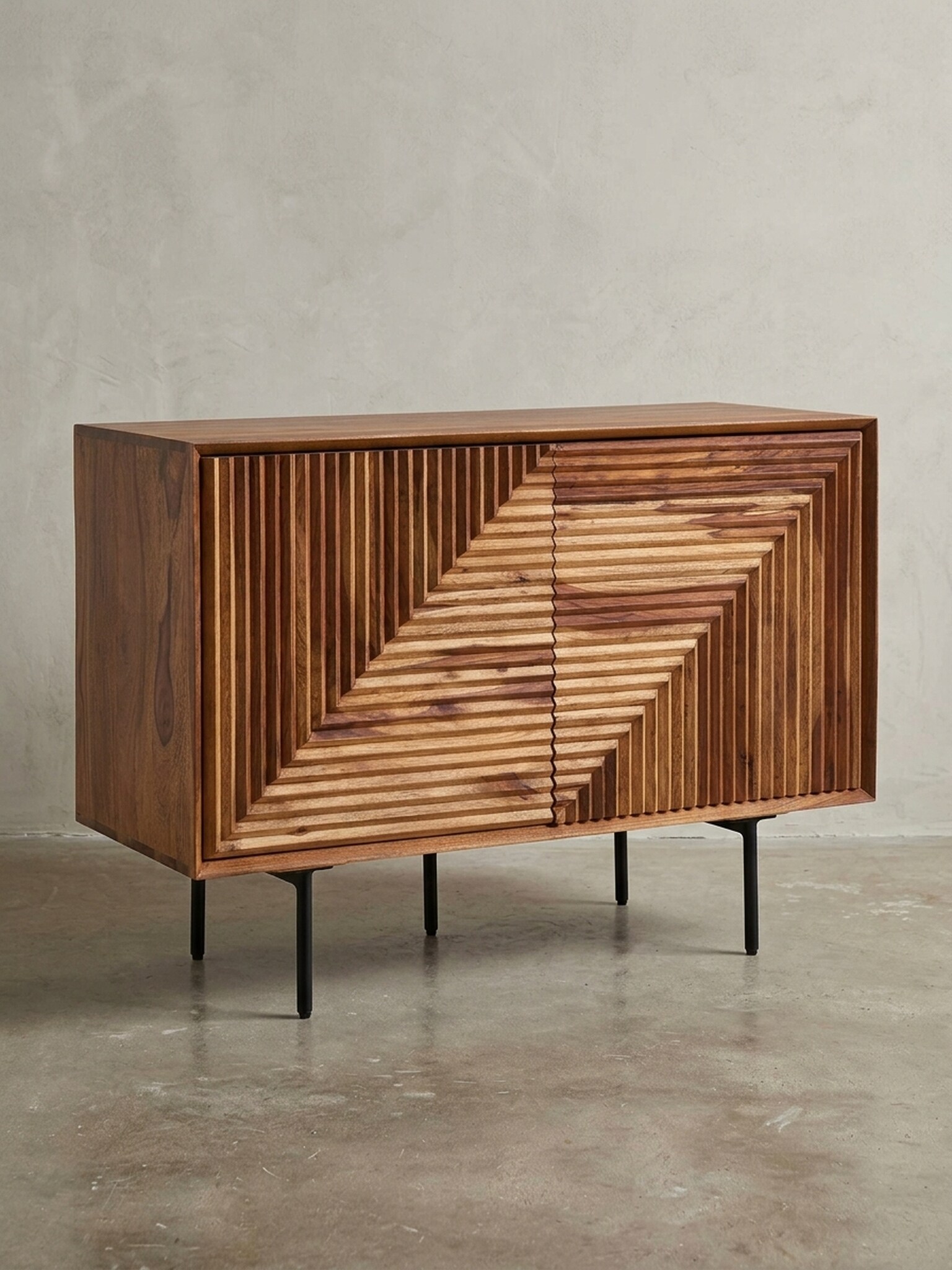 Sideboard &ndash; Massivholz/Metall, 100x71x40&nbsp;cm, 2 T&uuml;ren, modern - Bild 1