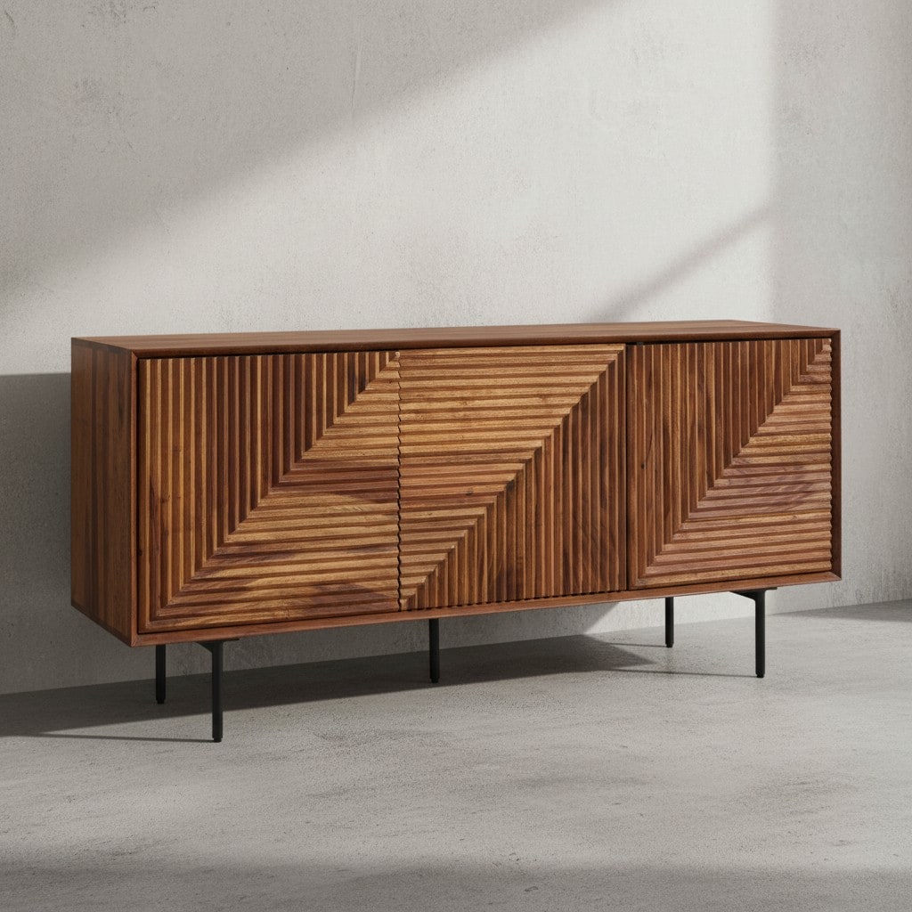 Sideboard &ndash; Massivholz/Metall, 148x72x40&nbsp;cm, 3 T&uuml;ren, modern - Bild 1
