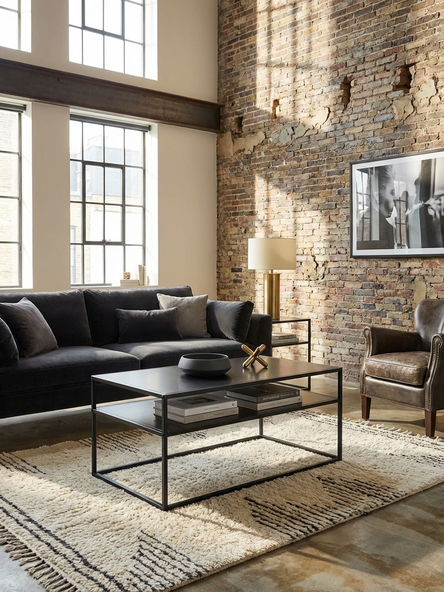 Couchtisch Schwarz Metall Industrial 100x60x45 cm mit Stauraum - Bild 1