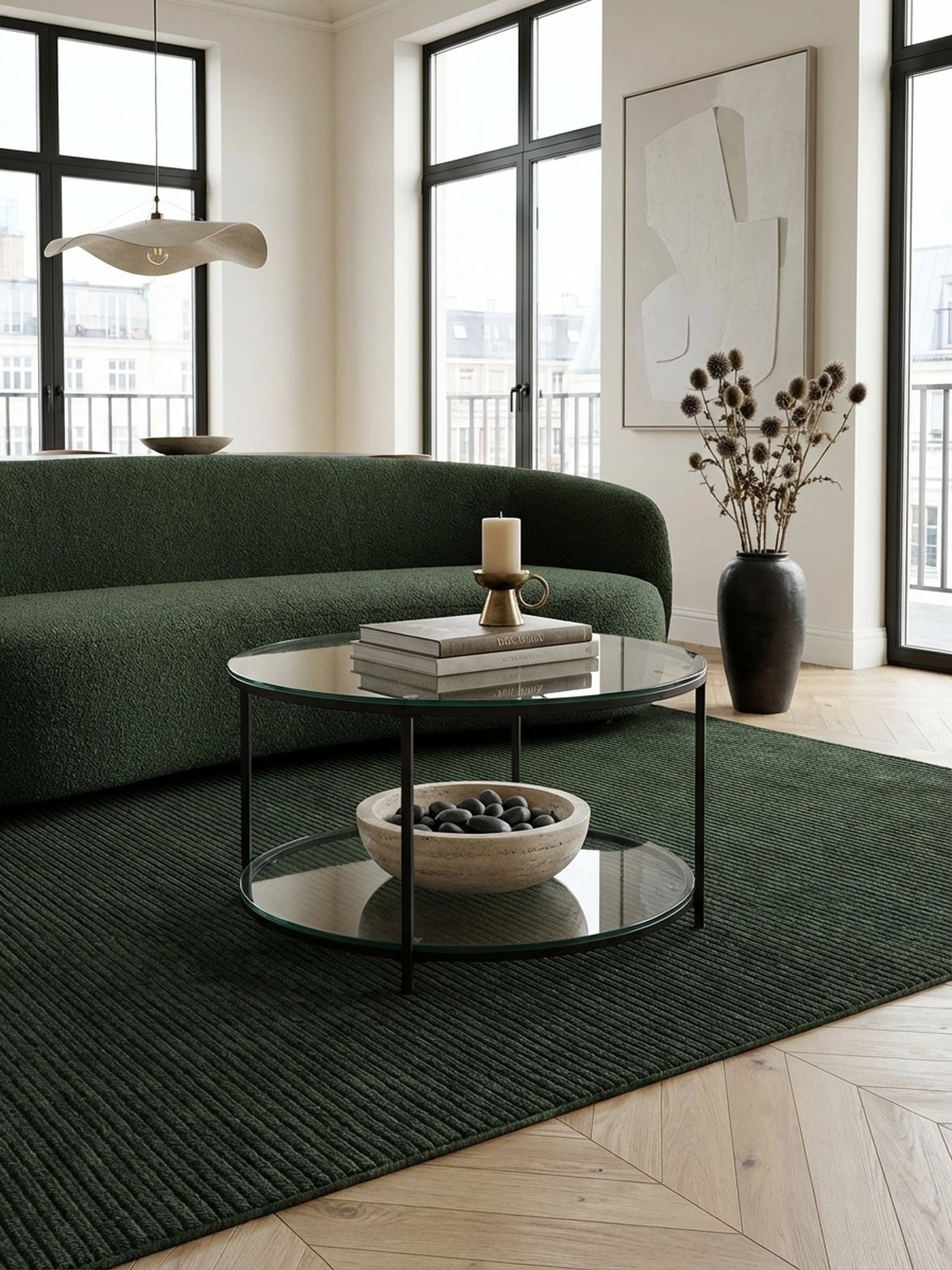 Couchtisch Glas/Metall Rund Modern 80x80x45 cm mit Stauraum & Ablagefach - Bild 1