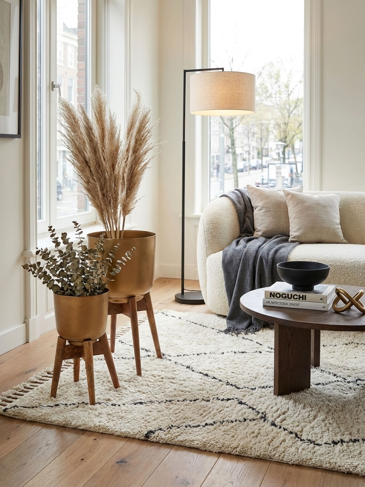 Blumentopf 2er Set Metall und Massivholz Rund mit F&uuml;&szlig;en in Gold - Bild 1