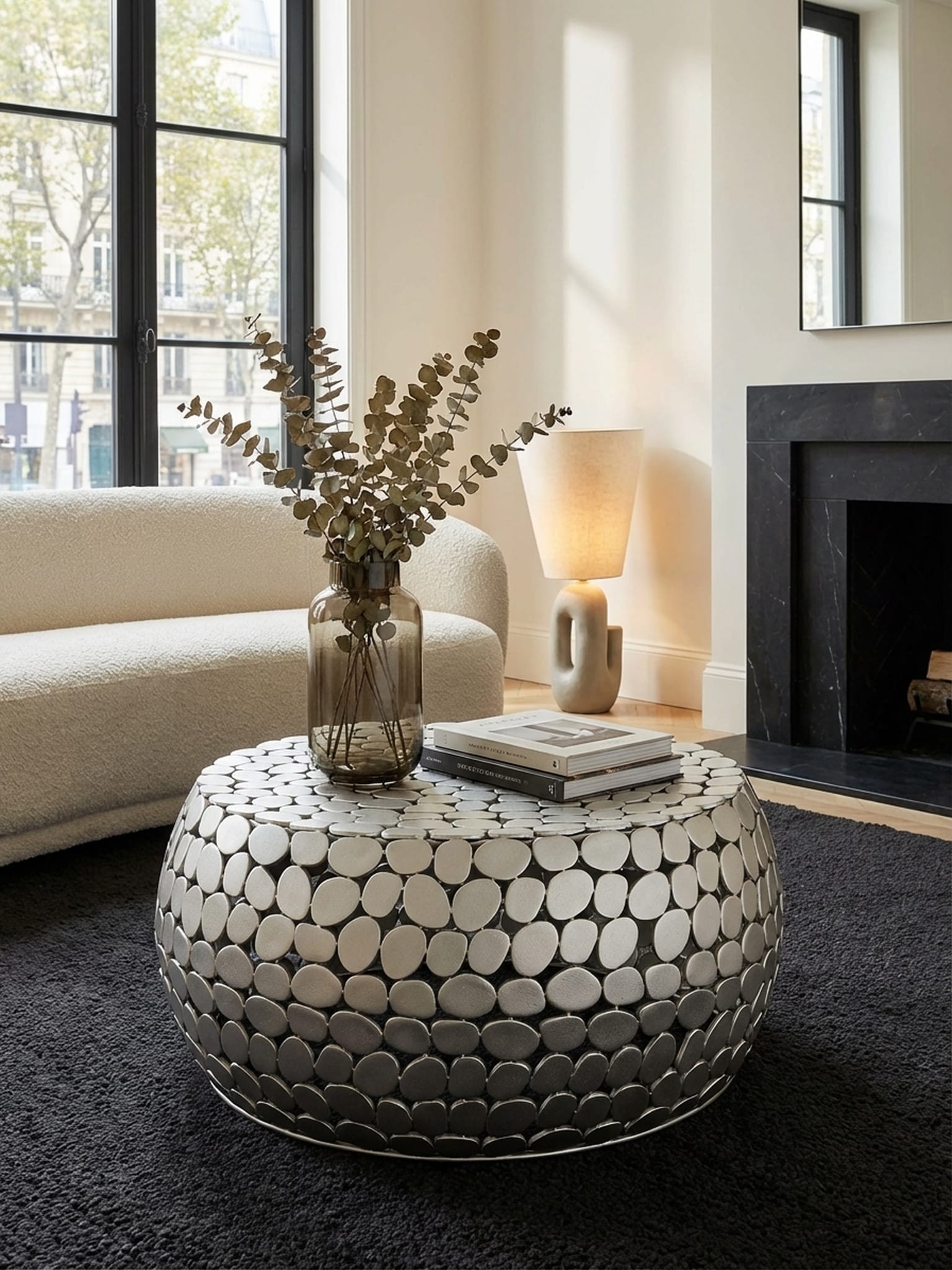 Couchtisch Rund 66x66x32 cm in Silber aus Metall im Modernen Design - Bild 1