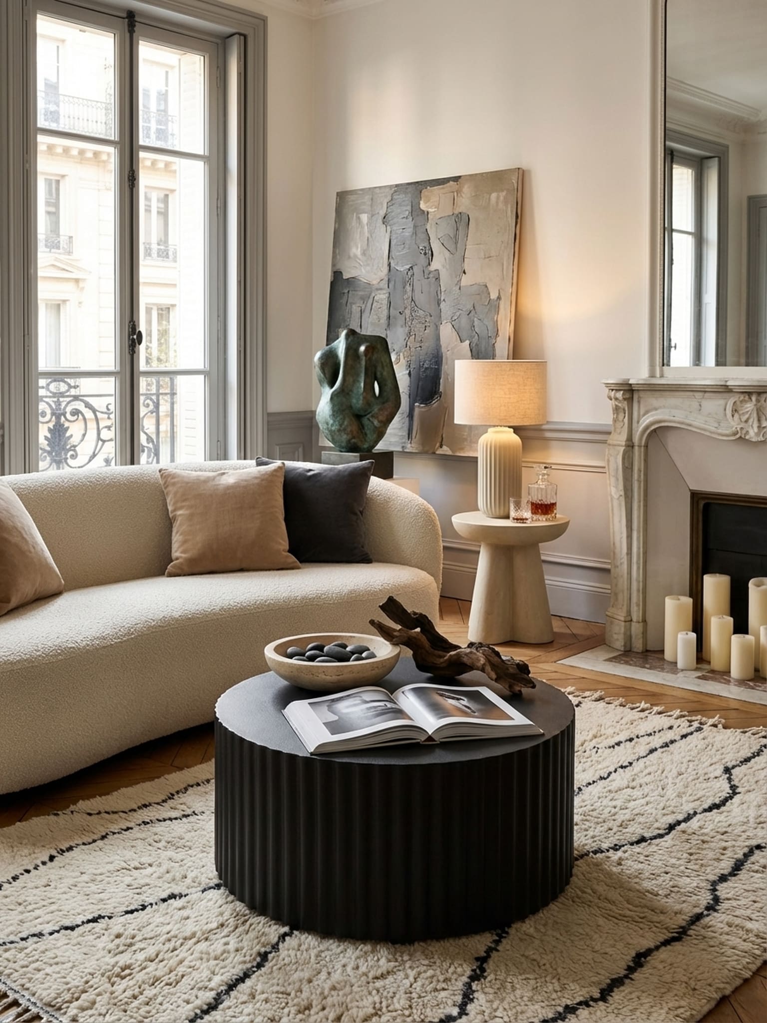 Couchtisch in Schwarz aus Metall mit Wellen-Muster, 67x67x31 cm - Bild 1