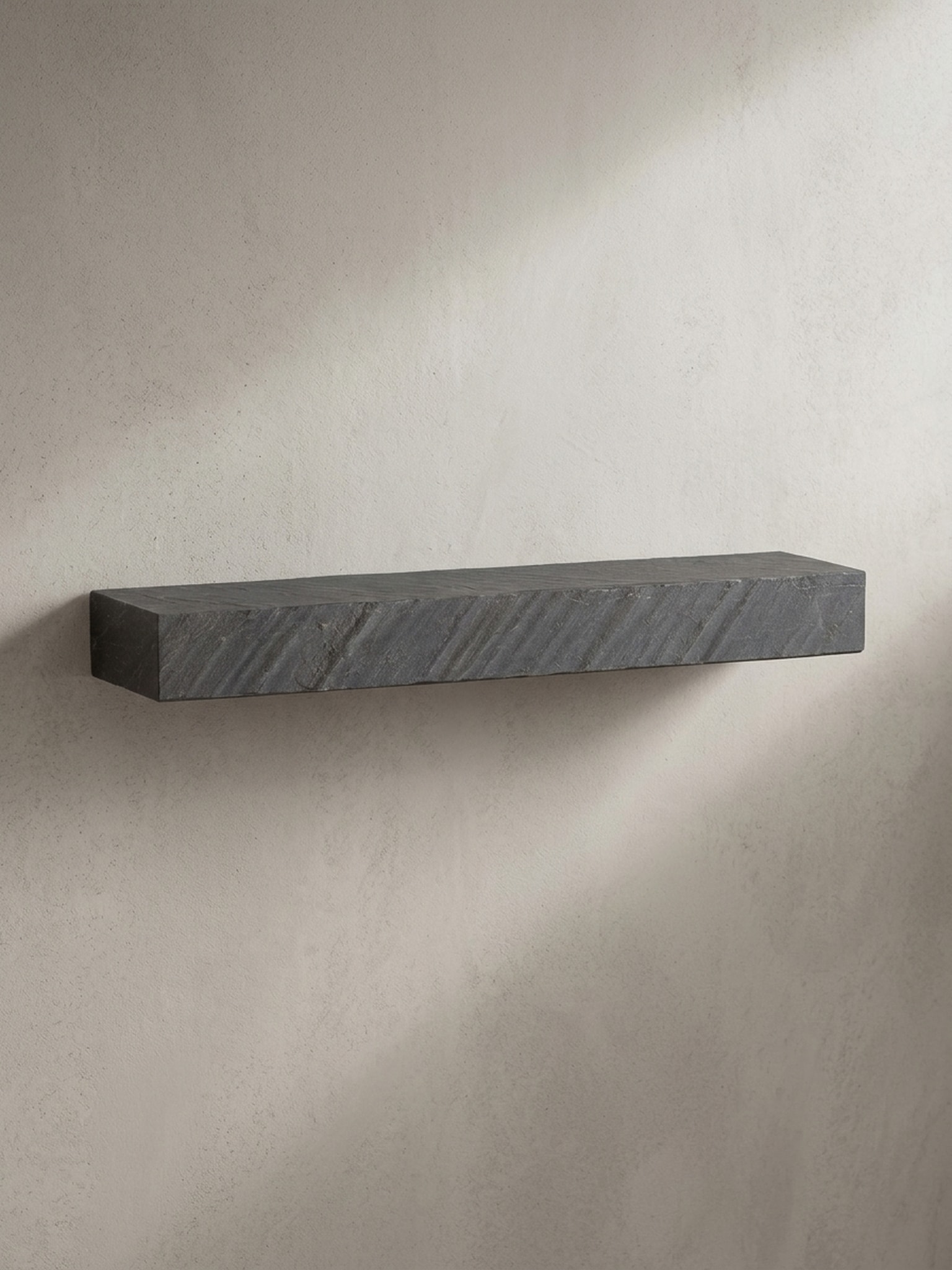 Wandregal Mango Massivholz Steinoptik Rechteckig Modern, Grau 90x20x10 cm - Bild 1