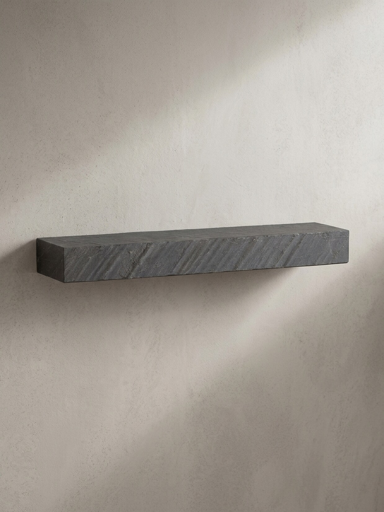 Wandregal Mango Massivholz Steinoptik Rechteckig Modern, Grau 90x20x10 cm