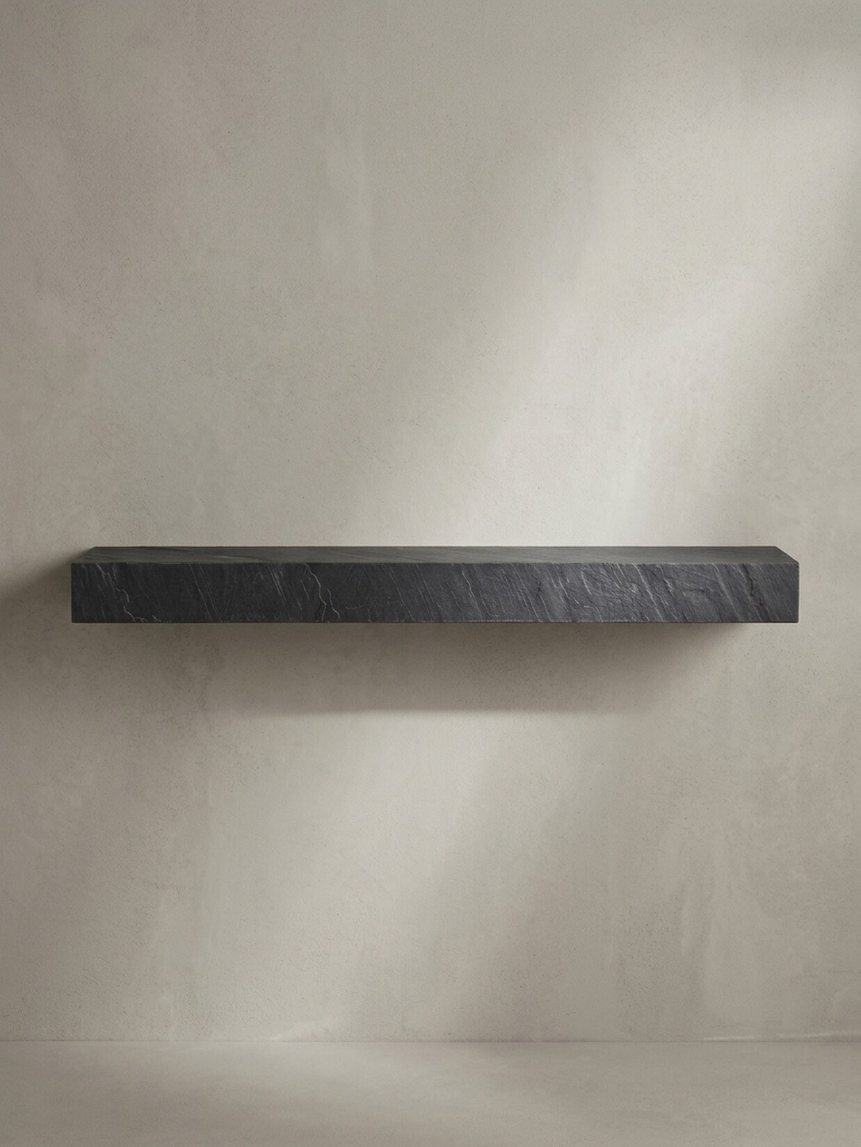 Wandregal Mango Massivholz Steinoptik Rechteckig Modern, Grau 120x20x10 cm