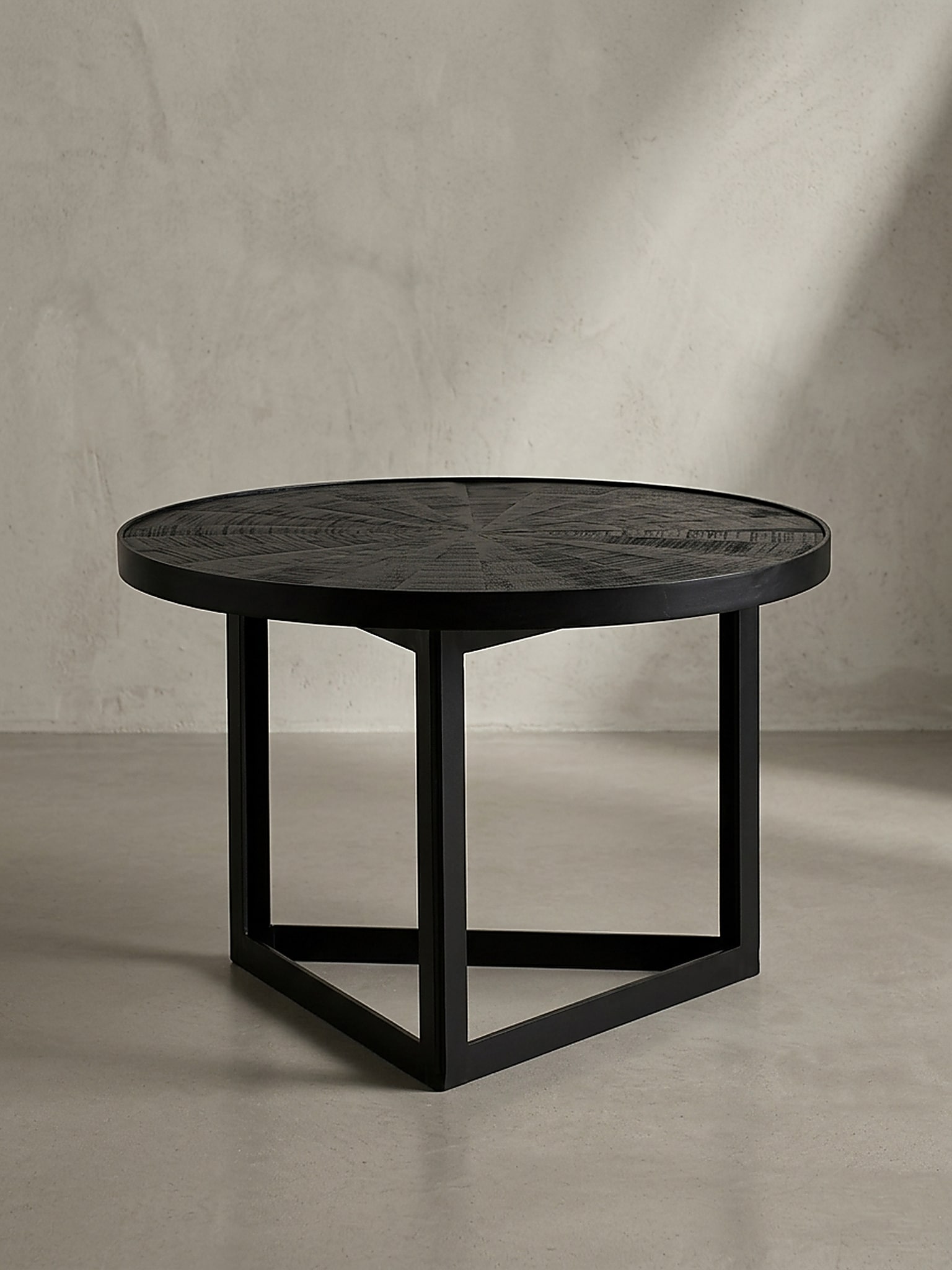 Couchtisch Schwarz Massivholz Mango Rund 58x58x40 cm Industrial Design - Bild 1