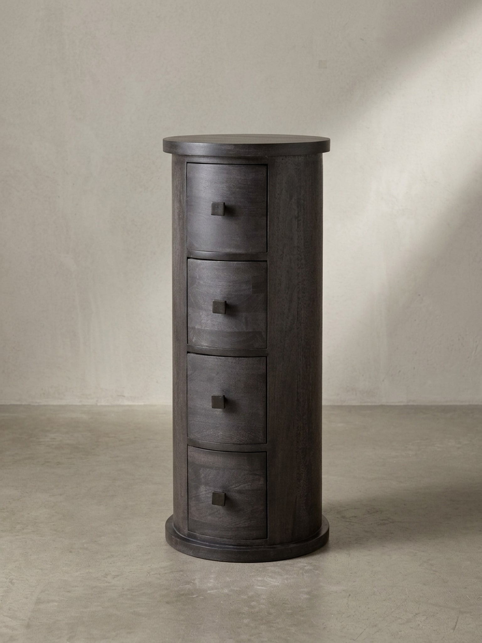 Sideboard &ndash; Mango Massivholz, 34x85x34&nbsp;cm, 4 Schubladen, schmal, schwarz - Bild 1