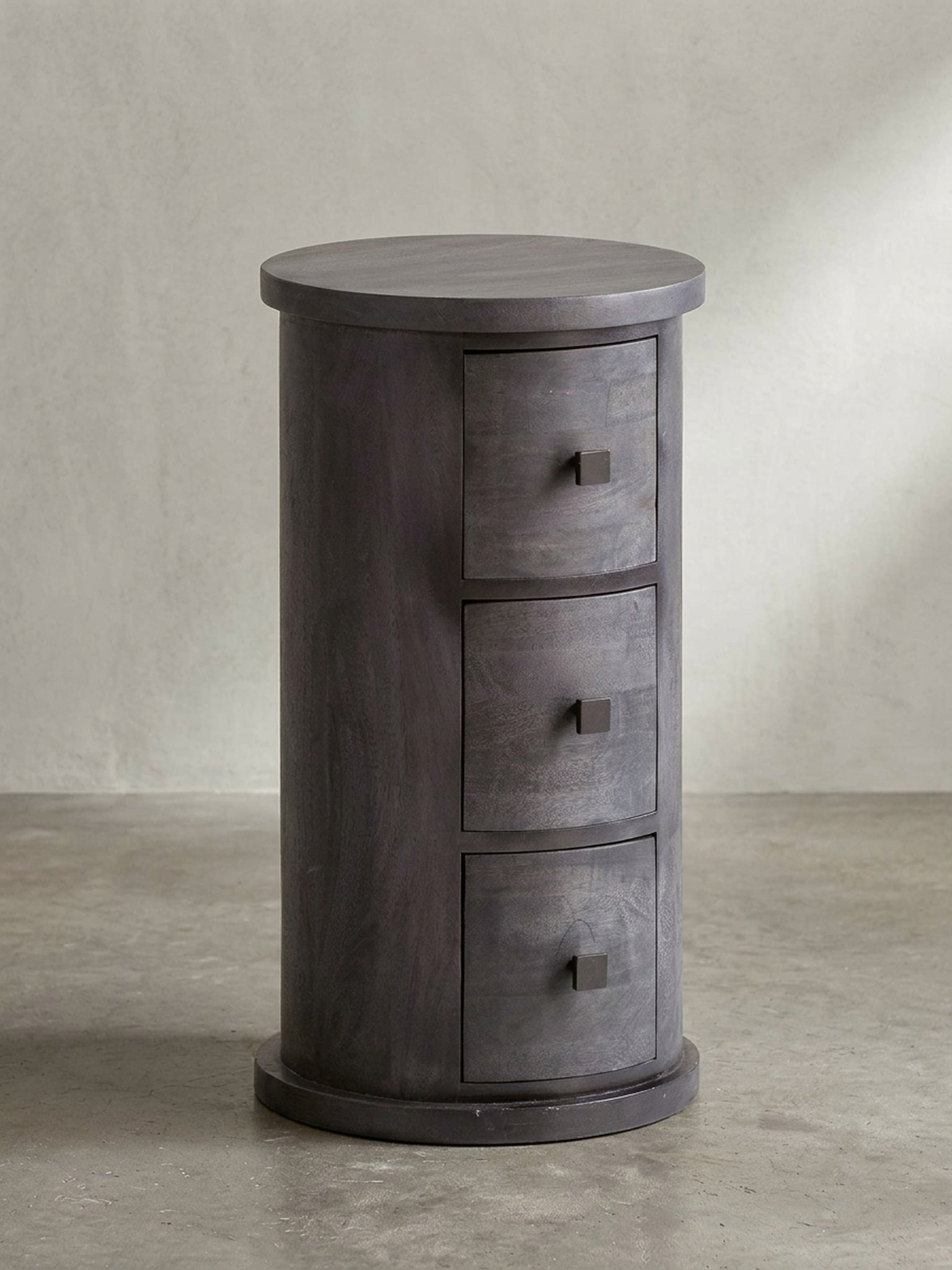 Sideboard &ndash; Mango Massivholz, 34x65x34&nbsp;cm, 3 Schubladen, schmal, schwarz - Bild 1