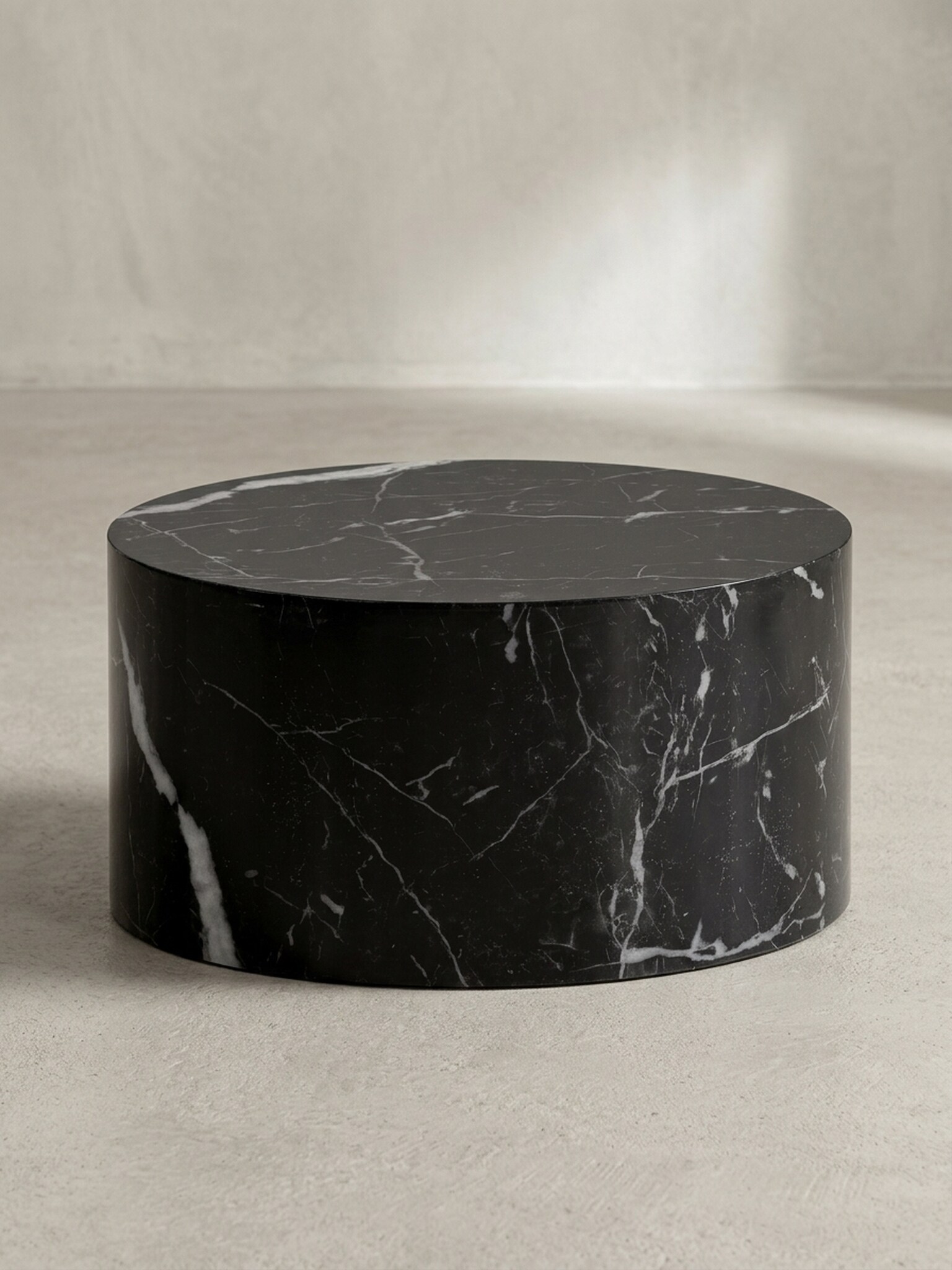 Couchtisch mit Hochglanz-Oberfl&auml;che, Marmor-Optik, Design rund, Schwarz 60x60x30 cm - Bild 1