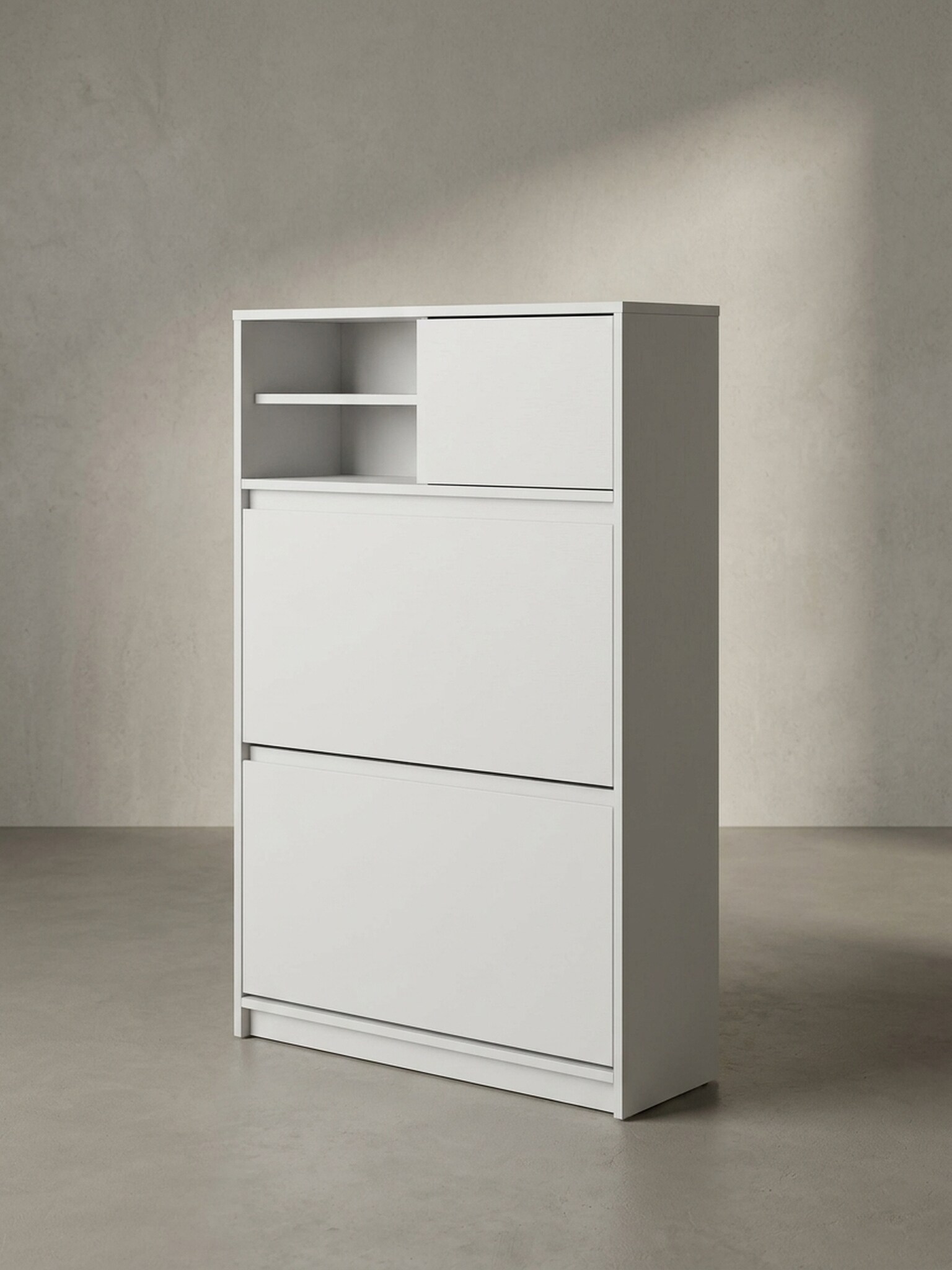 Schuhschrank &ndash; Wei&szlig;, 71x110x24 cm, Schuhkipper geschlossen, mit Ablage - Bild 1