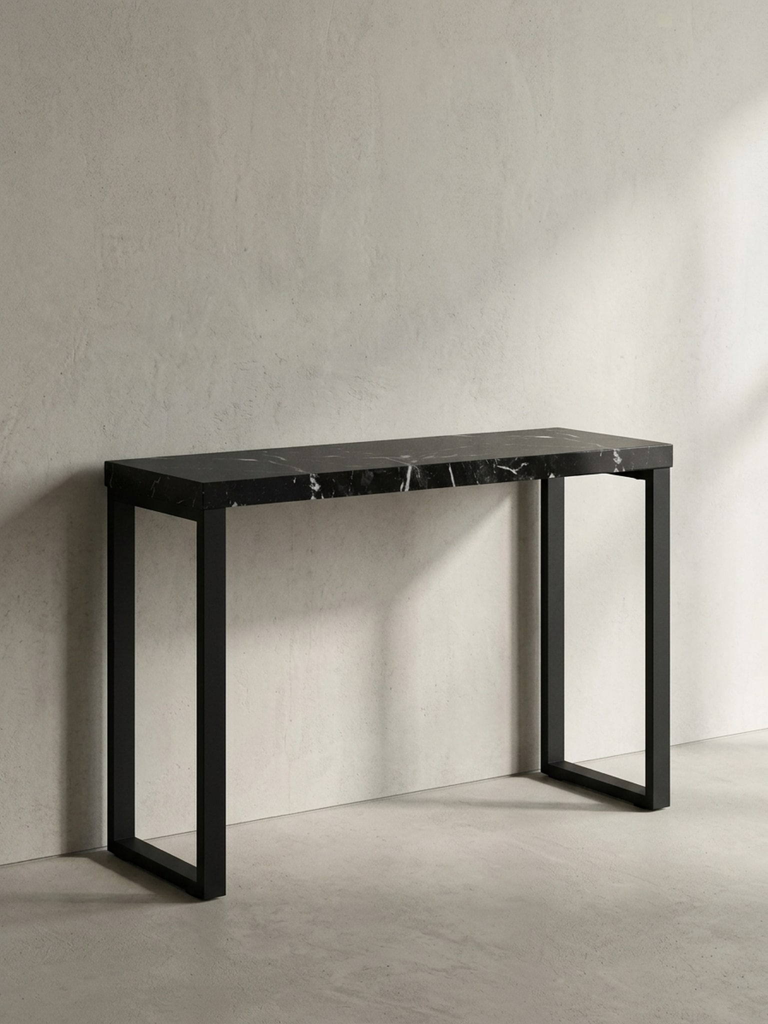 Konsolentisch &ndash; Marmoroptik Schwarz, 120x40x76&nbsp;cm, Hochglanz, Metallbeine - Bild 1