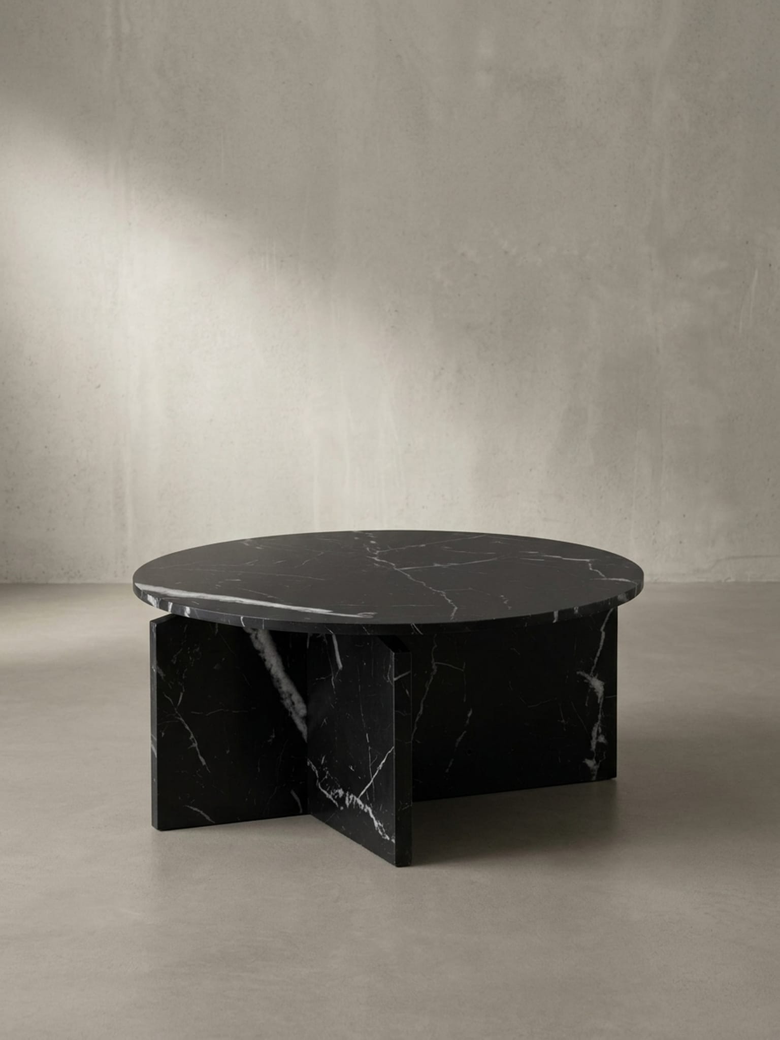 Couchtisch rund in Stein-Optik &ndash; modernes Design in Gro&szlig;format, Schwarz 70x70x33 cm - Bild 1