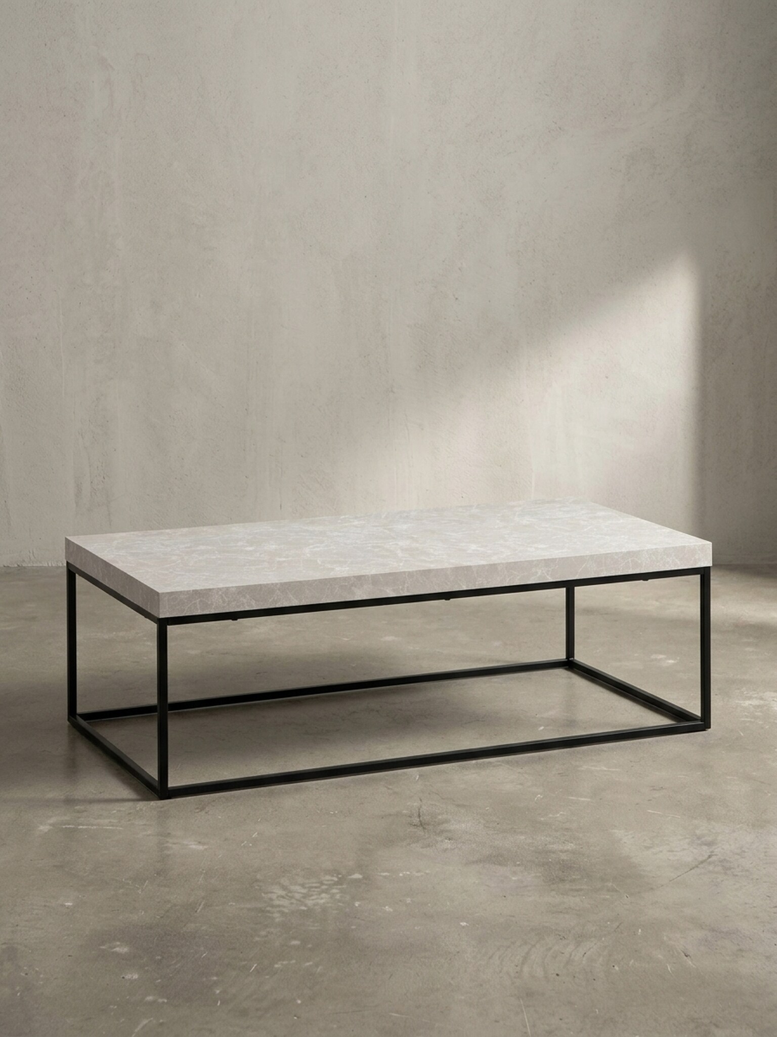Couchtisch in Stein-Optik mit Metallbeinen, Modernes Design, Rechteckig, Gro&szlig;, Beige 120x60x38 cm - Bild 1