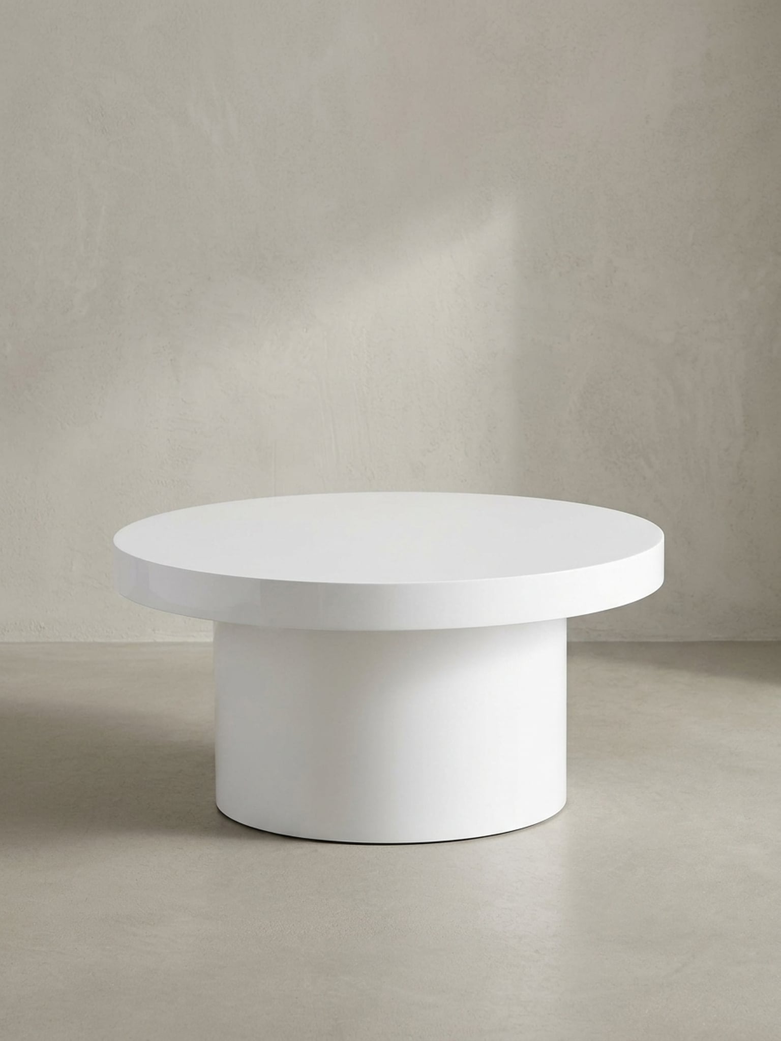 Couchtisch Rund Klein in Wei&szlig; Hochglanz Modern, Pilz-Form, 60x60x30 cm - Bild 1