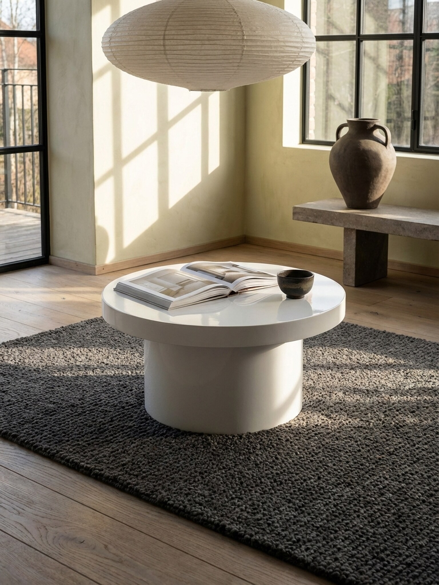 Couchtisch Rund Klein in Weiß Hochglanz Modern, Pilz-Form, 60x60x30 cm online kaufen bei Netto