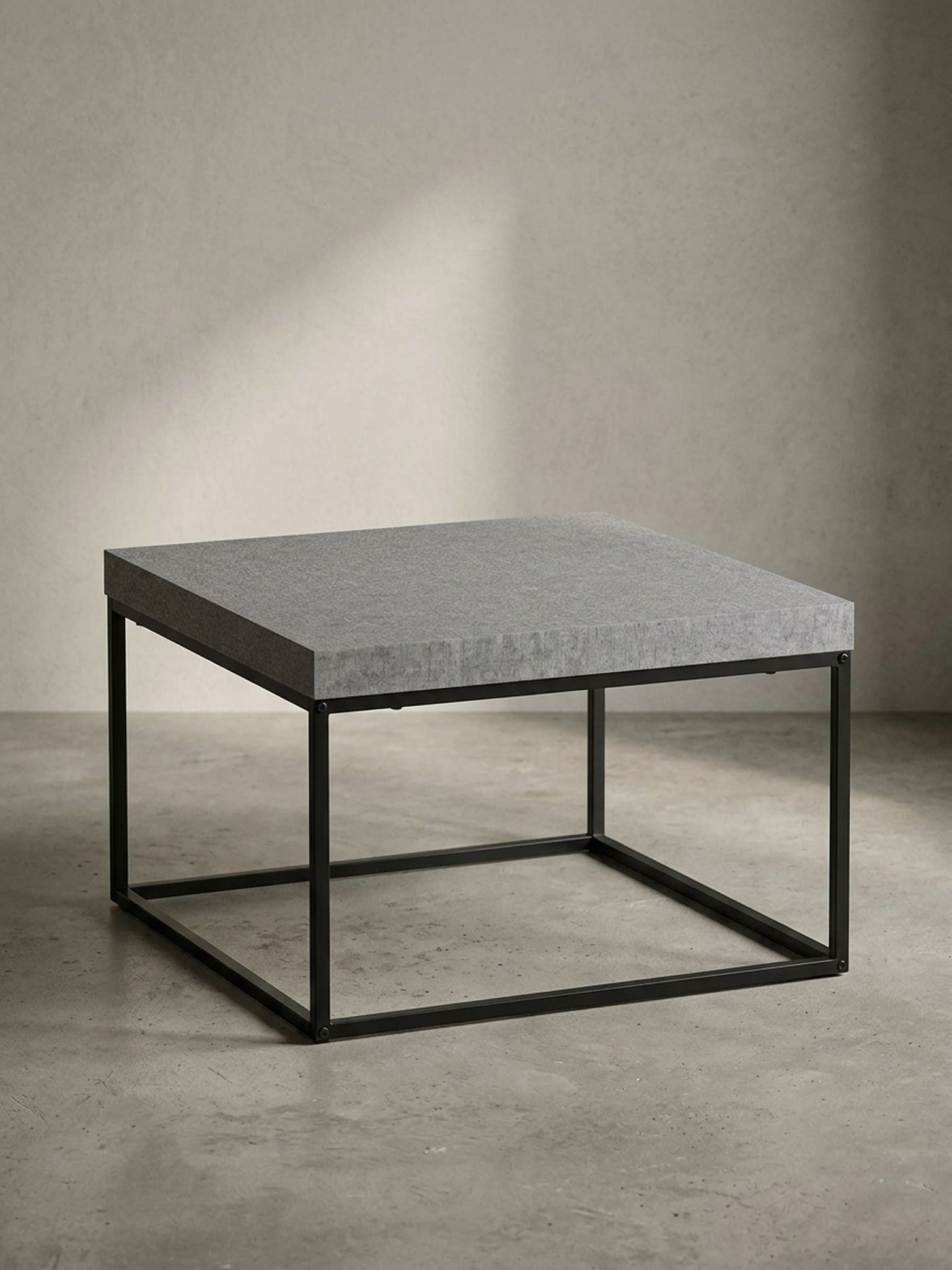 Couchtisch in Stein-Optik mit Metallbeinen im modernen Design, Grau 60x60x38 cm - Bild 1