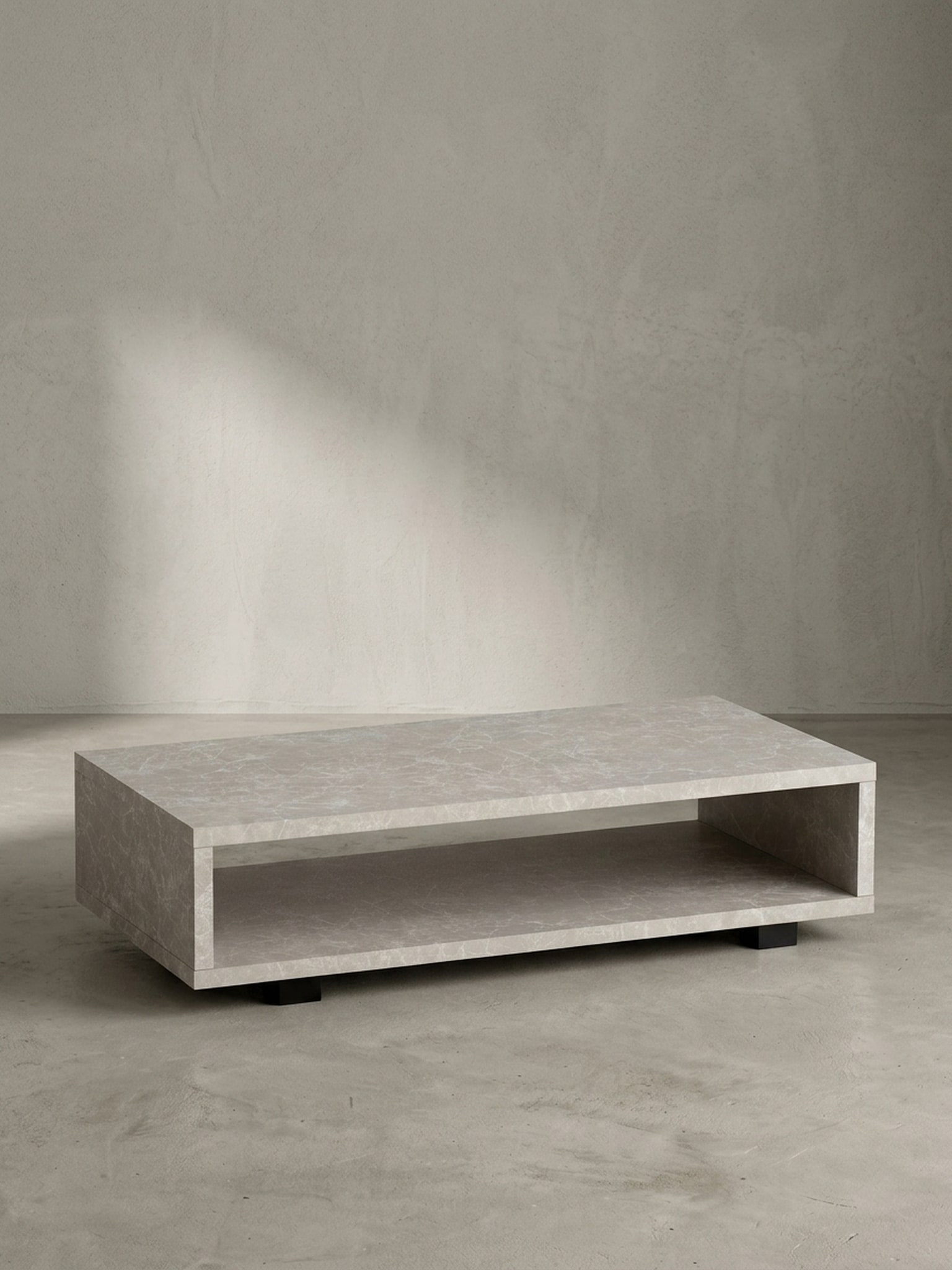 Couchtisch in Stein-Optik Modern mit Stauraum Rechteckig Schlicht, Beige 100x50x25 cm - Bild 1