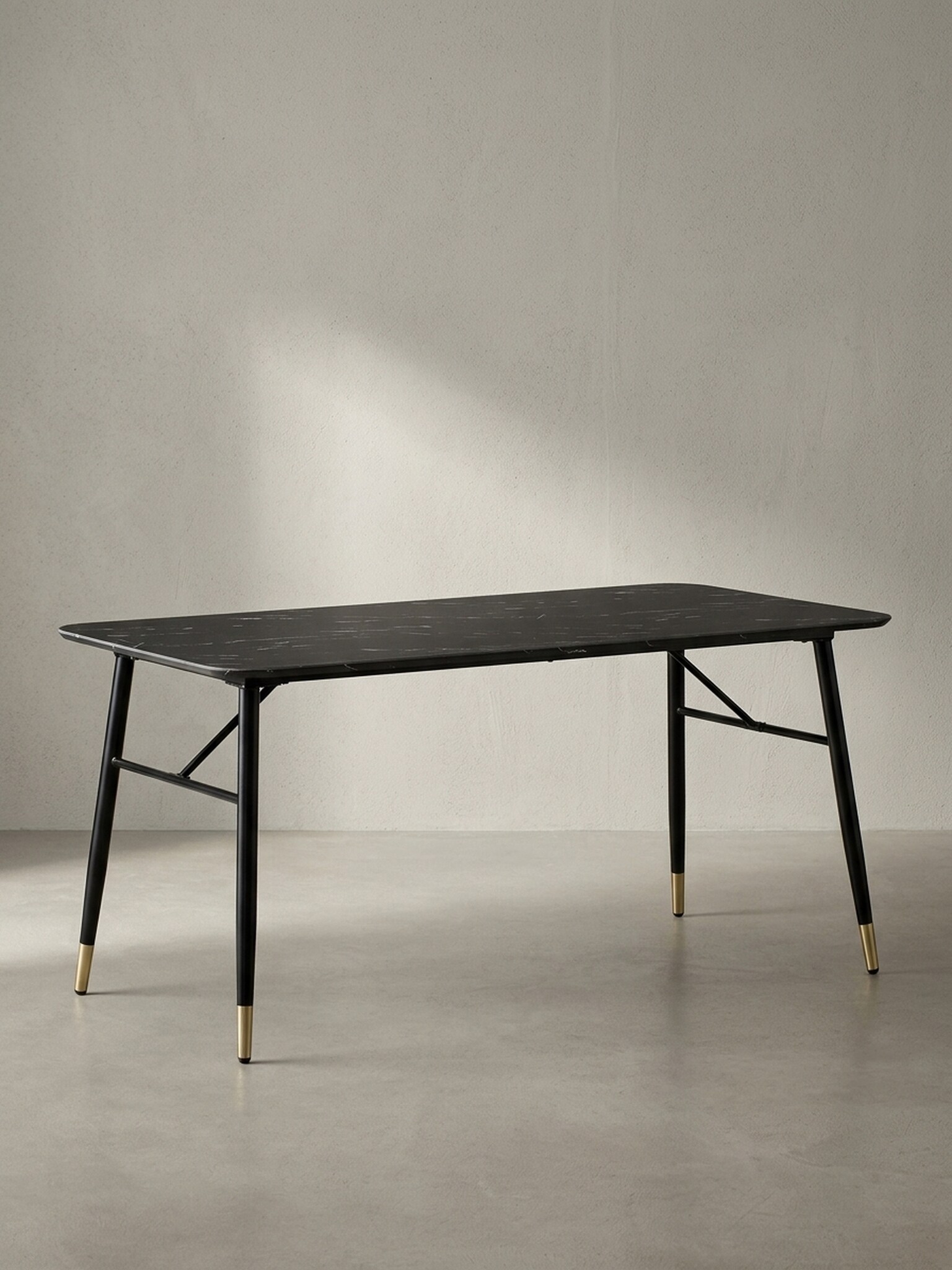 Esstisch Marmoroptik Metall Rechteckig Modern Klein, Schwarz 120x60x76 cm - Bild 1
