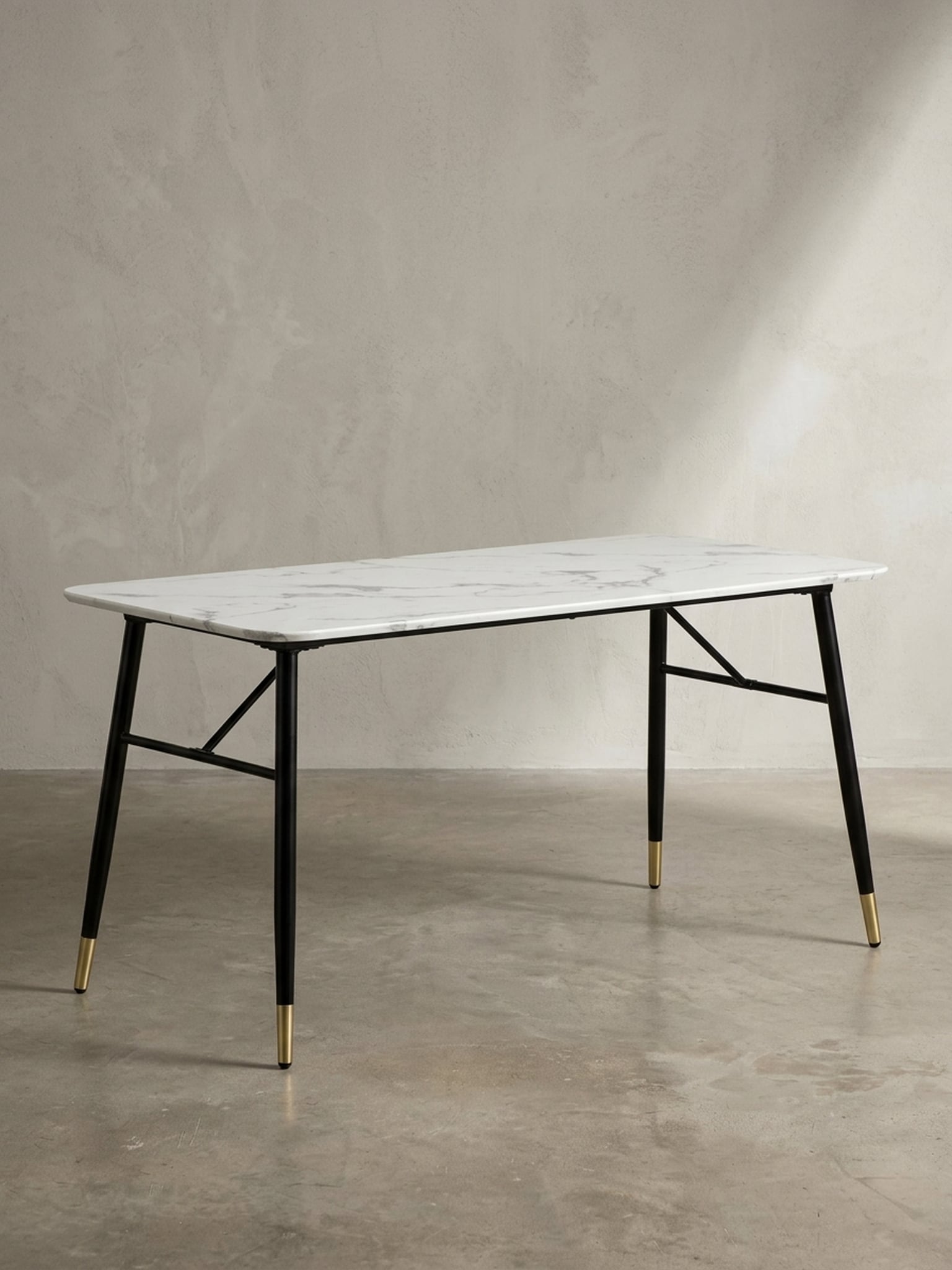 Esstisch Marmoroptik Metall Rechteckig Modern Klein, Wei&szlig; 140x80x76 cm - Bild 1