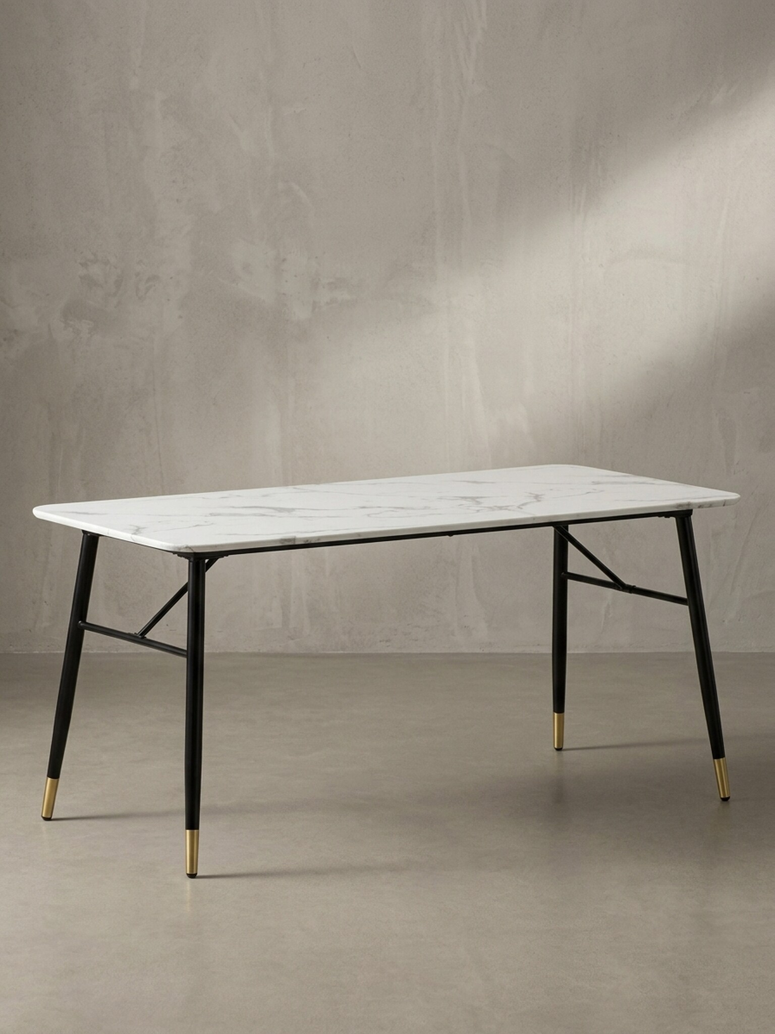 Esstisch Marmoroptik Metall Rechteckig Modern Klein, Wei&szlig; 160x80x76 cm - Bild 1
