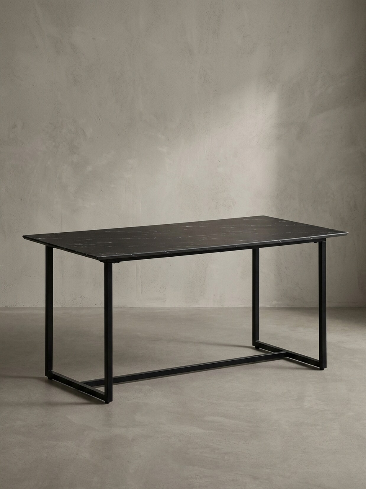 Esstisch Marmoroptik Metall Rechteckig Modern Klein, Schwarz 120x60x76 cm