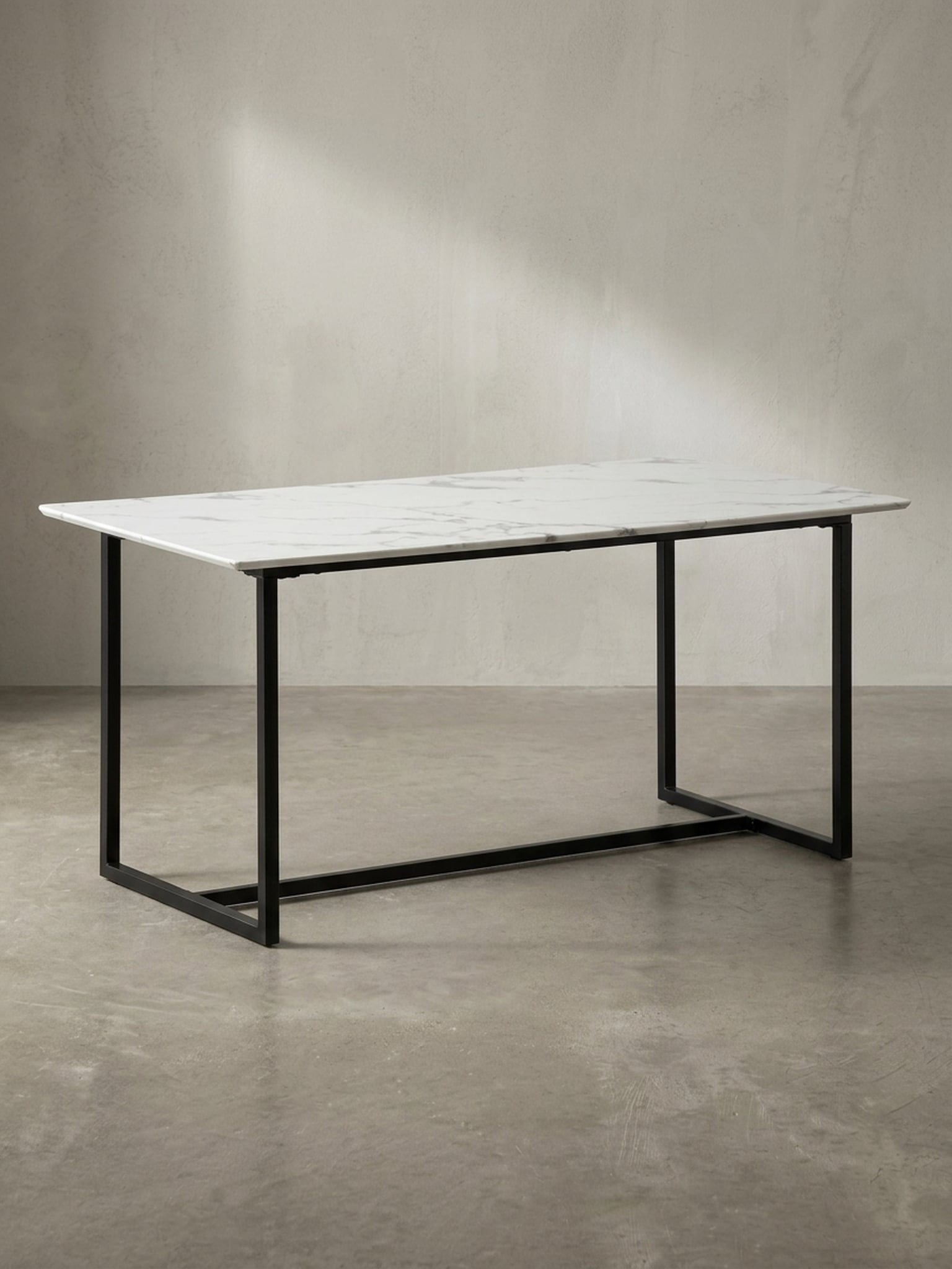 Esstisch Marmoroptik Metall Rechteckig Modern Klein, Wei&szlig; 160x80x76 cm - Bild 1