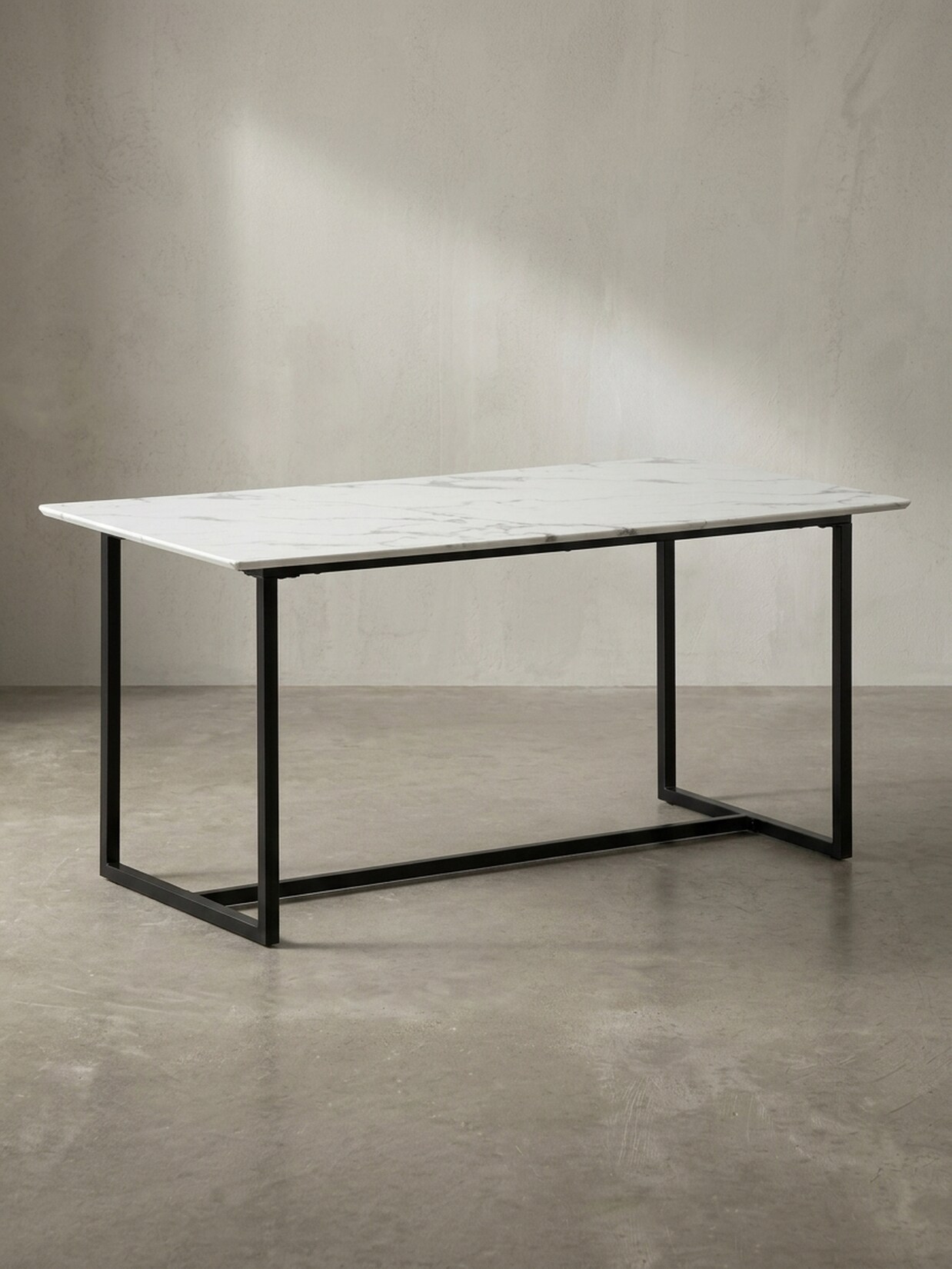 Esstisch Marmoroptik Metall Rechteckig Modern Klein, Weiß 160x80x76 cm