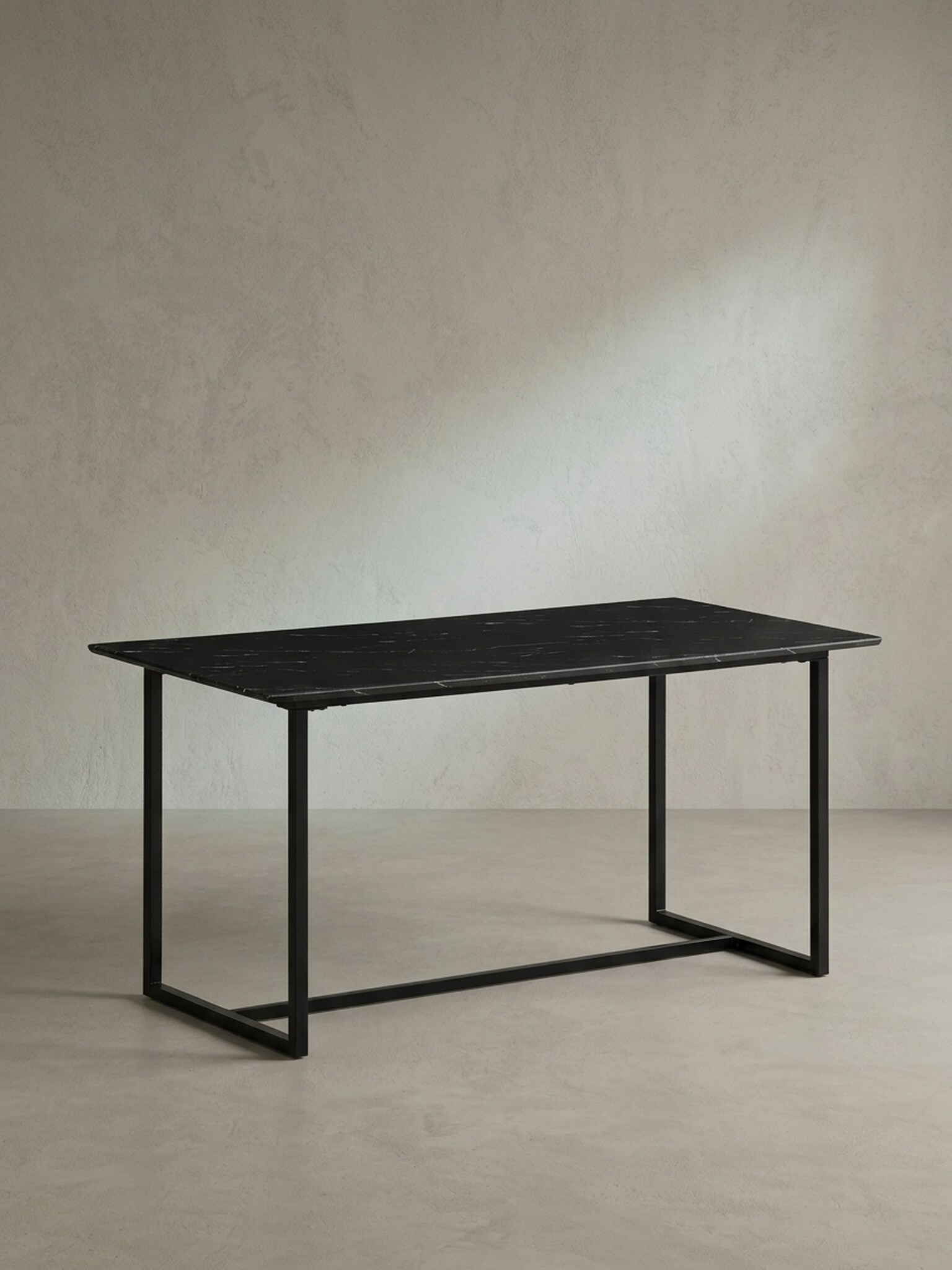 Esstisch Marmoroptik Metall Rechteckig Modern Klein, Schwarz 160x80x76 cm - Bild 1