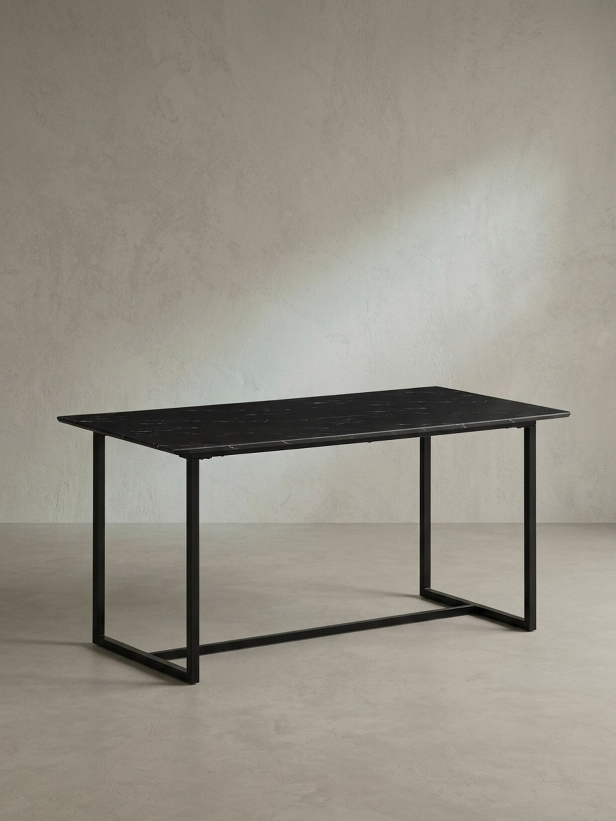 Esstisch Marmoroptik Metall Rechteckig Modern Klein, Schwarz 160x80x76 cm