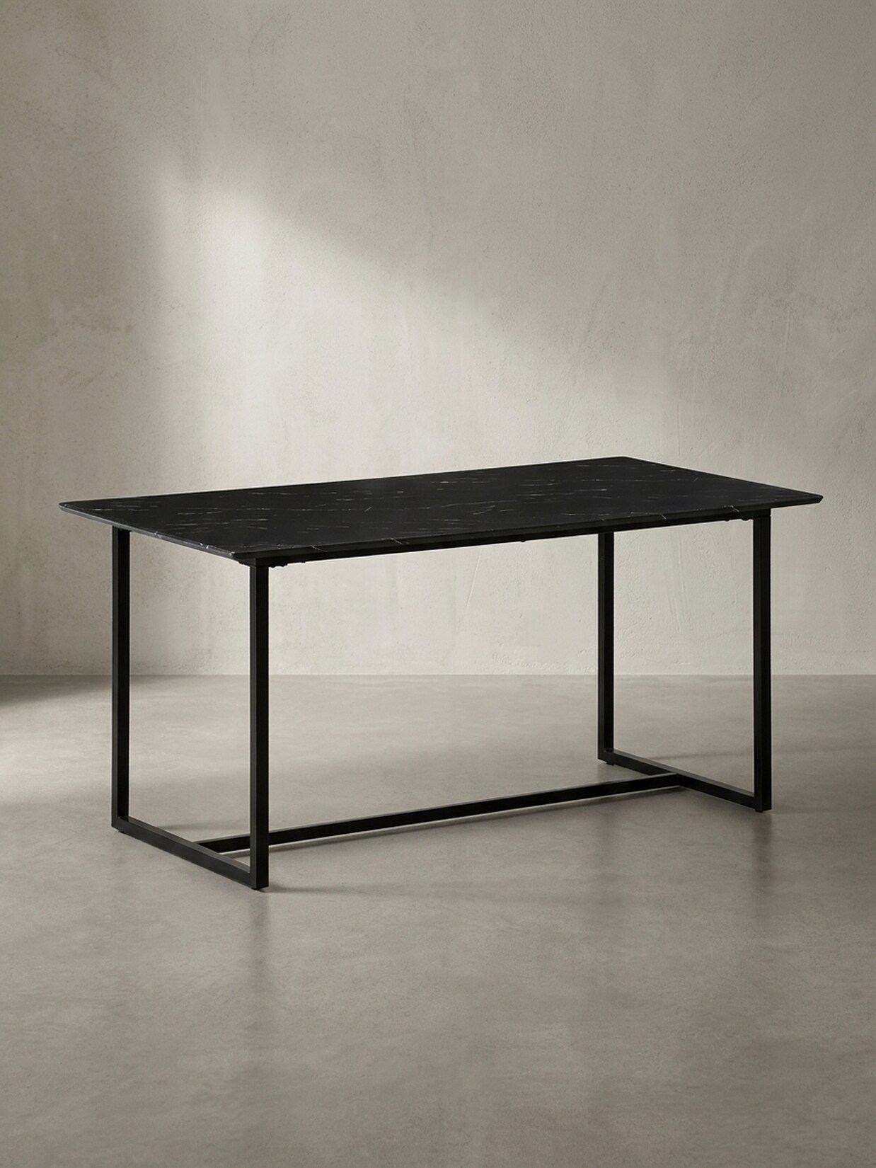 Esstisch Marmoroptik Metall Rechteckig Modern Klein, Schwarz 180x90x76 cm