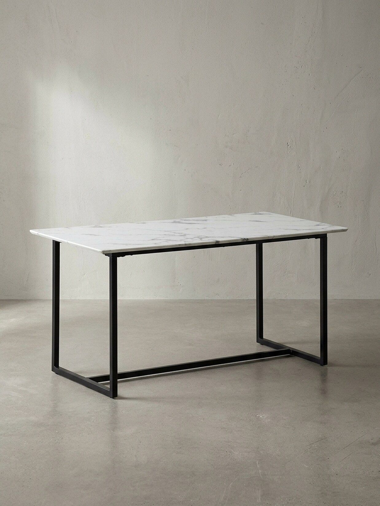 Esstisch Marmoroptik Metall Rechteckig Modern Klein, Weiß 200x90x76 cm